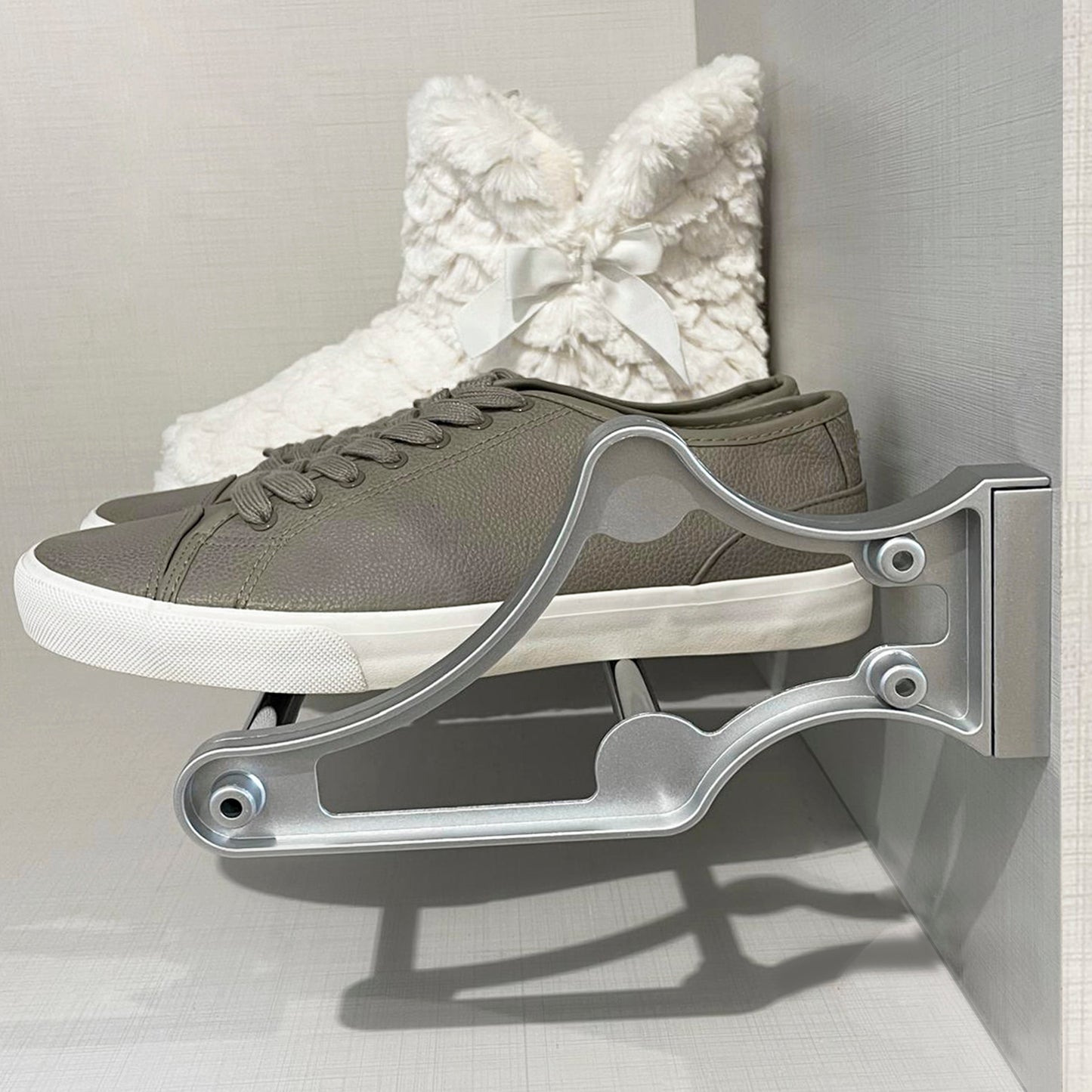 Emuca Porta scarpe per interni di armadi Self, Acciaio e Tecnoplastica, Verniciato alluminio