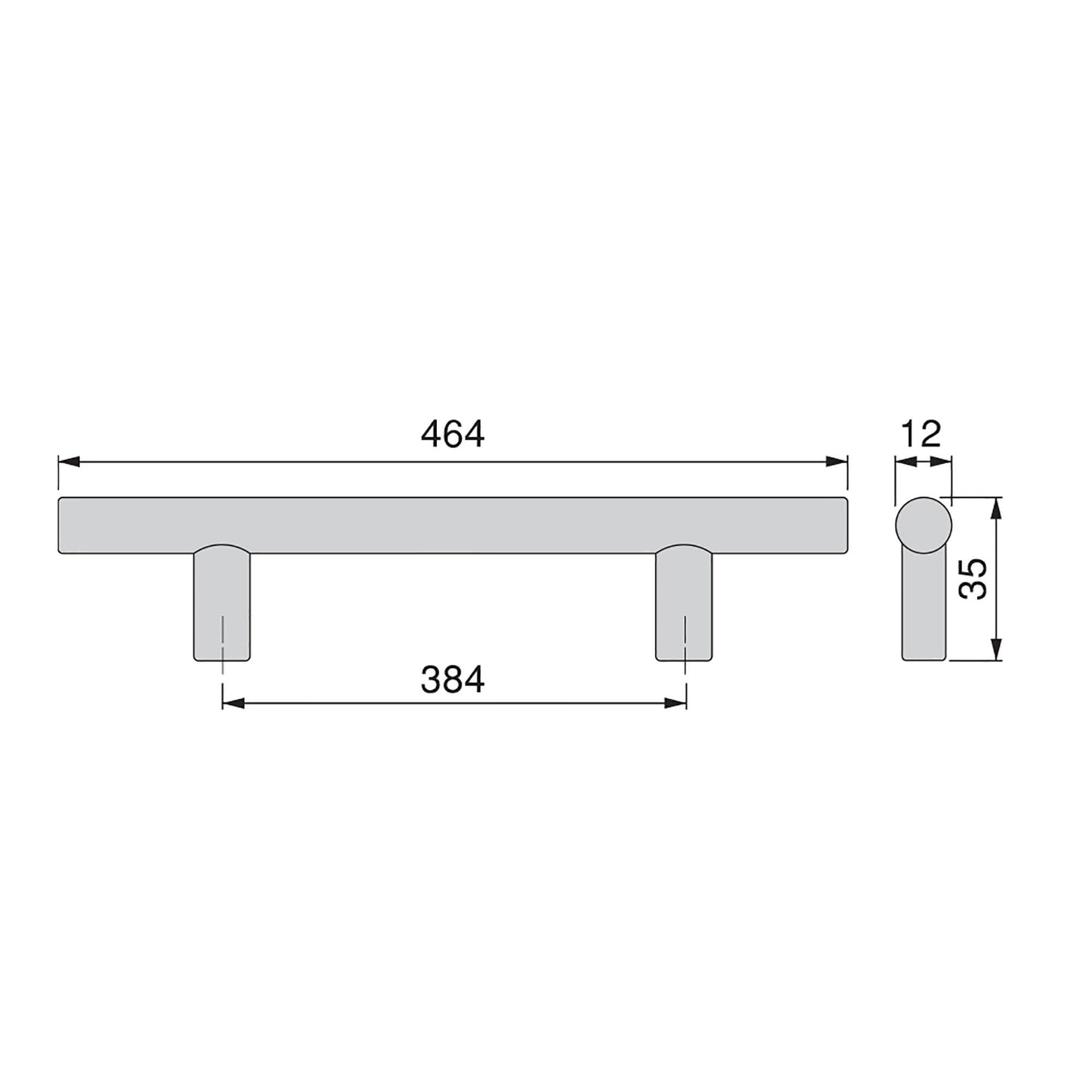 Emuca Maniglia per mobili Orlando, L464mm, interasse 384mm, Acciaio, Nichel satinato