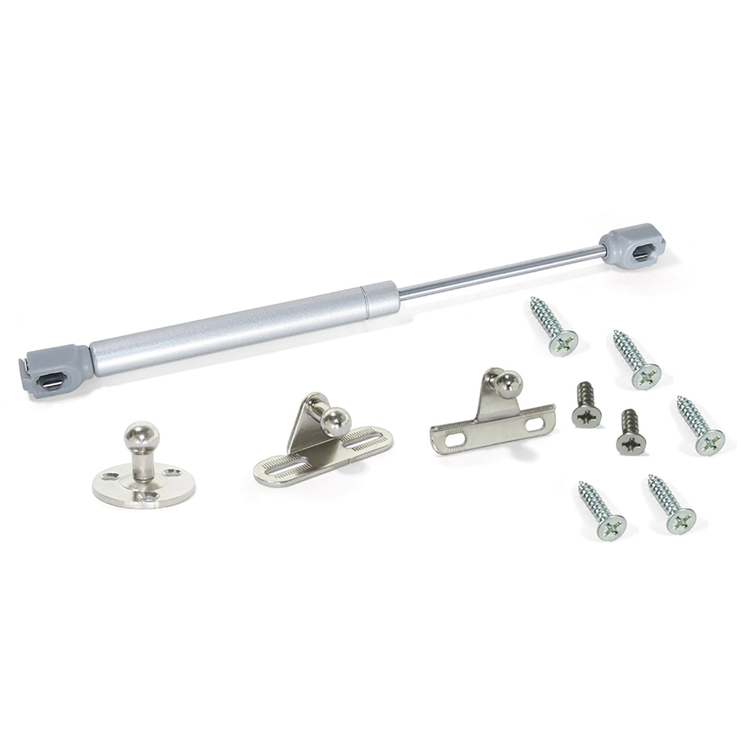 Emuca Lotto di 10 braccetti per porte elevabili H, 8 kg, corsa 100 mm, con agganci, Acciaio e Tecnoplastica, Grigia metallizzata