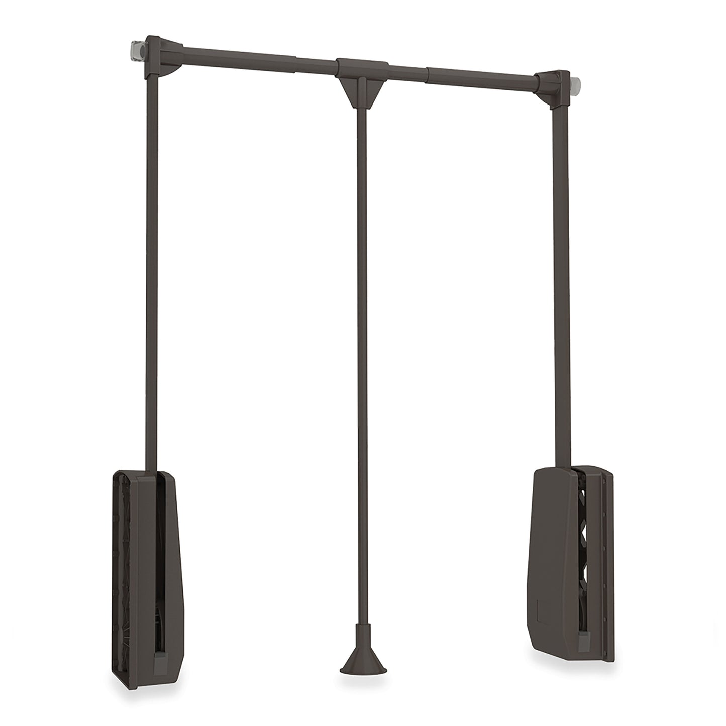 Emuca Appendiabiti per armadio Hang, larghezza regolabile 450-600 mm, Acciaio e Tecnoplastica, Verniciato moka