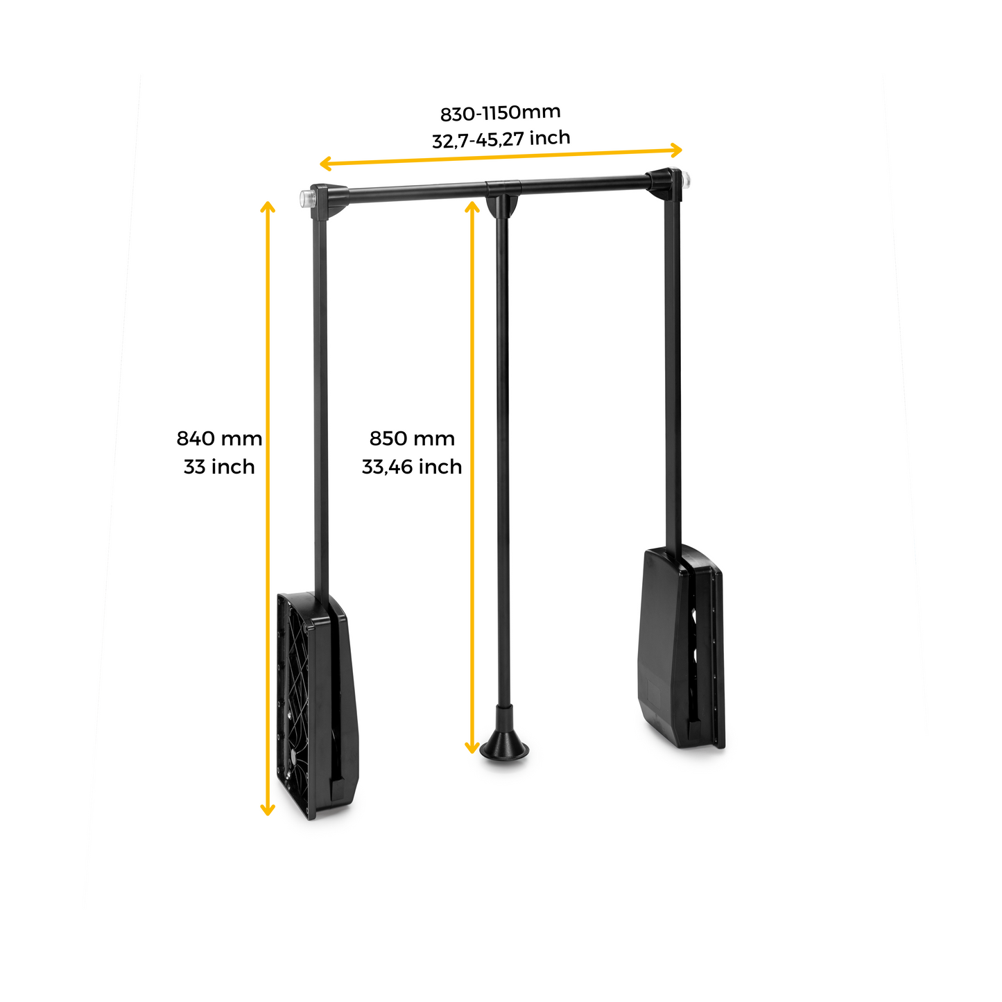 Emuca Appendiabiti per armadio Hang, larghezza regolabile 830-1150 mm, Acciaio e Tecnoplastica, Verniciato moka