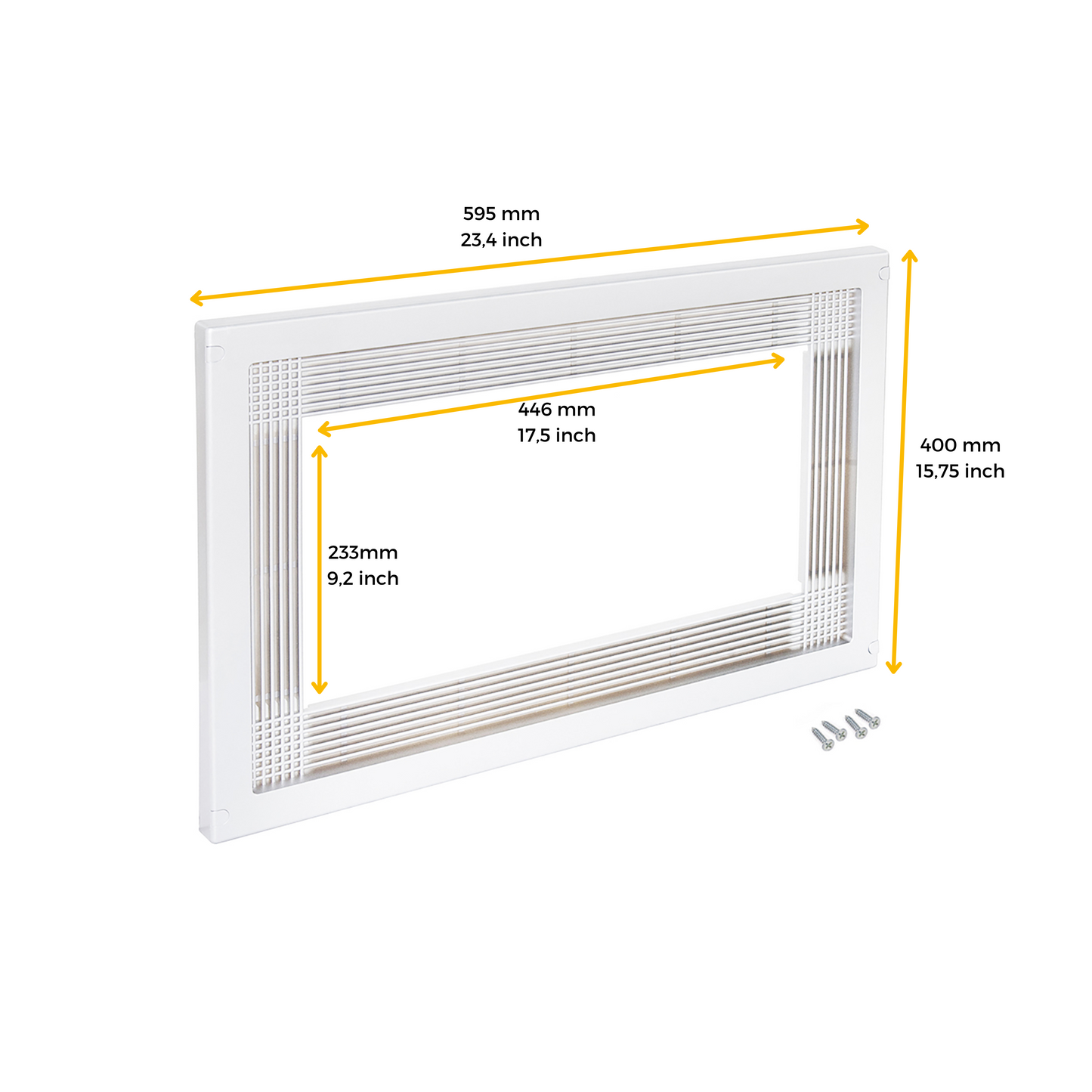 Emuca Cornice per microonde, per installazione a incasso in mobili da cucina, modulo 600mm, 600x400mm, Tecnoplastica, Bianca