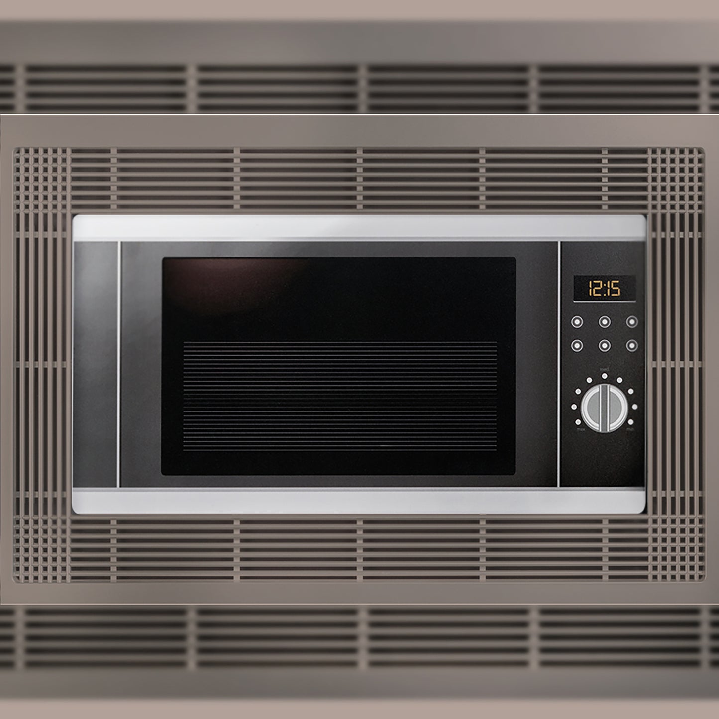 Emuca Cornice per microonde, per installazione a incasso in mobili da cucina, modulo 600mm, 600x400mm, Tecnoplastica, Nichel satinado