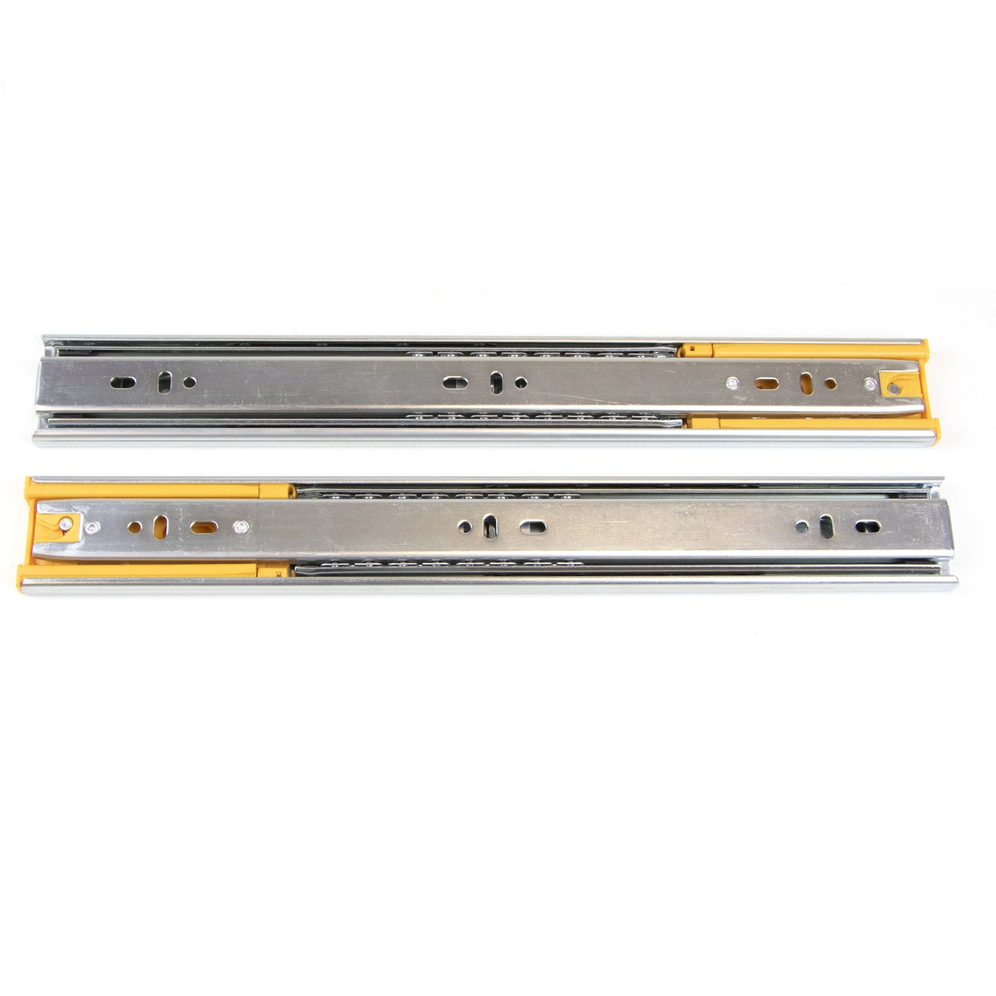 Emuca Set di guide a sfere per cassetti con estrazione totale e chiusura soft, altezza 45 mm, lunghezza 350 mm, Acciaio, Zincato bianco