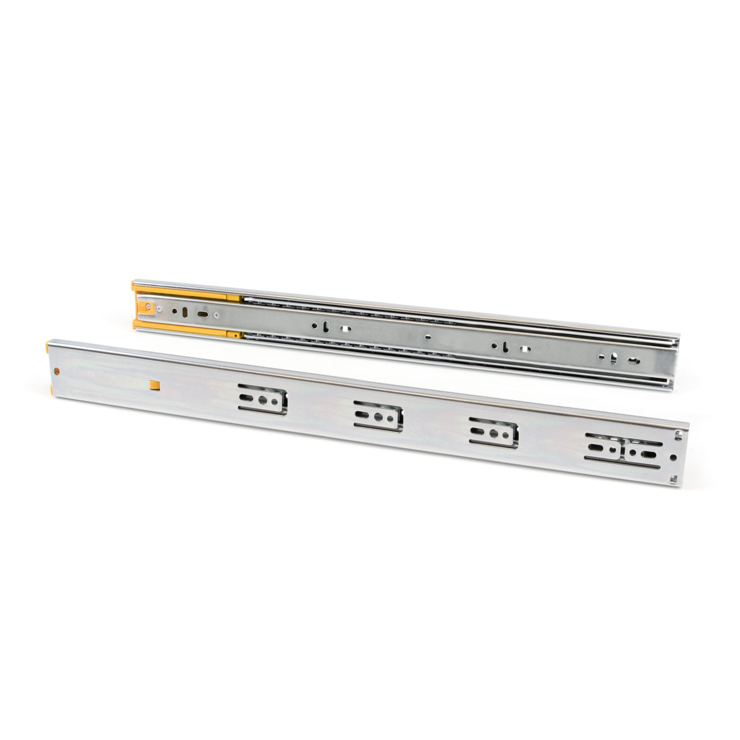 Emuca Set di guide a sfere per cassetti con estrazione totale e chiusura soft, altezza 45 mm, lunghezza 450 mm, Acciaio, Zincato bianco
