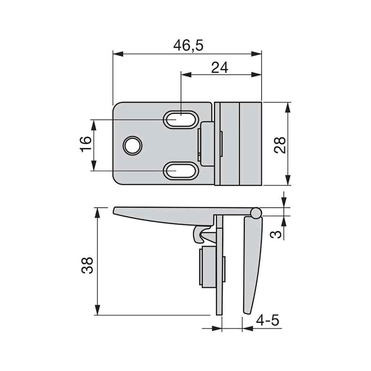 Emuca Set di cerniere per porte in vetro, centrale, spessore 4-5 mm, Zama, Cromato lucido