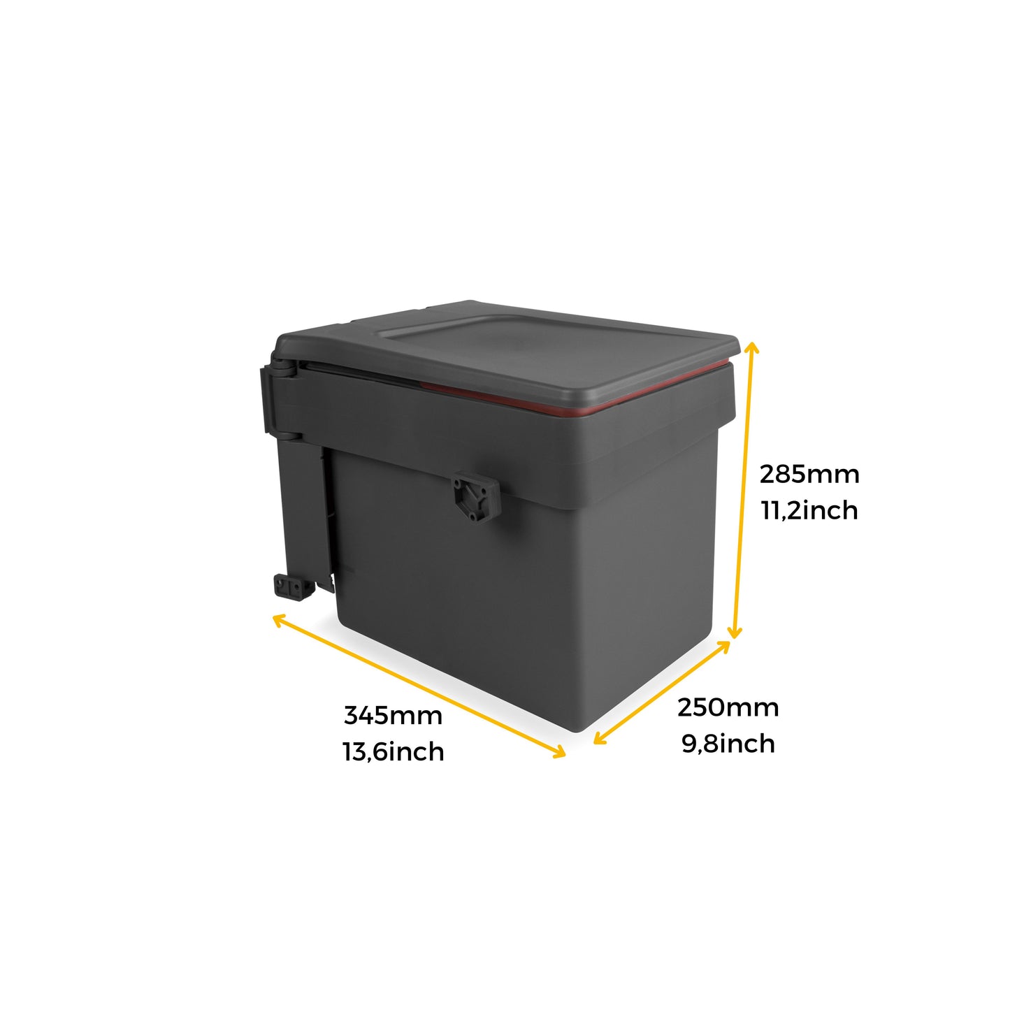 Emuca Contenitore per mobili Recycle da agganciare all'anta, 1 contenitore estraibile da 15 lt, Grigio antracite, Tecnoplastica