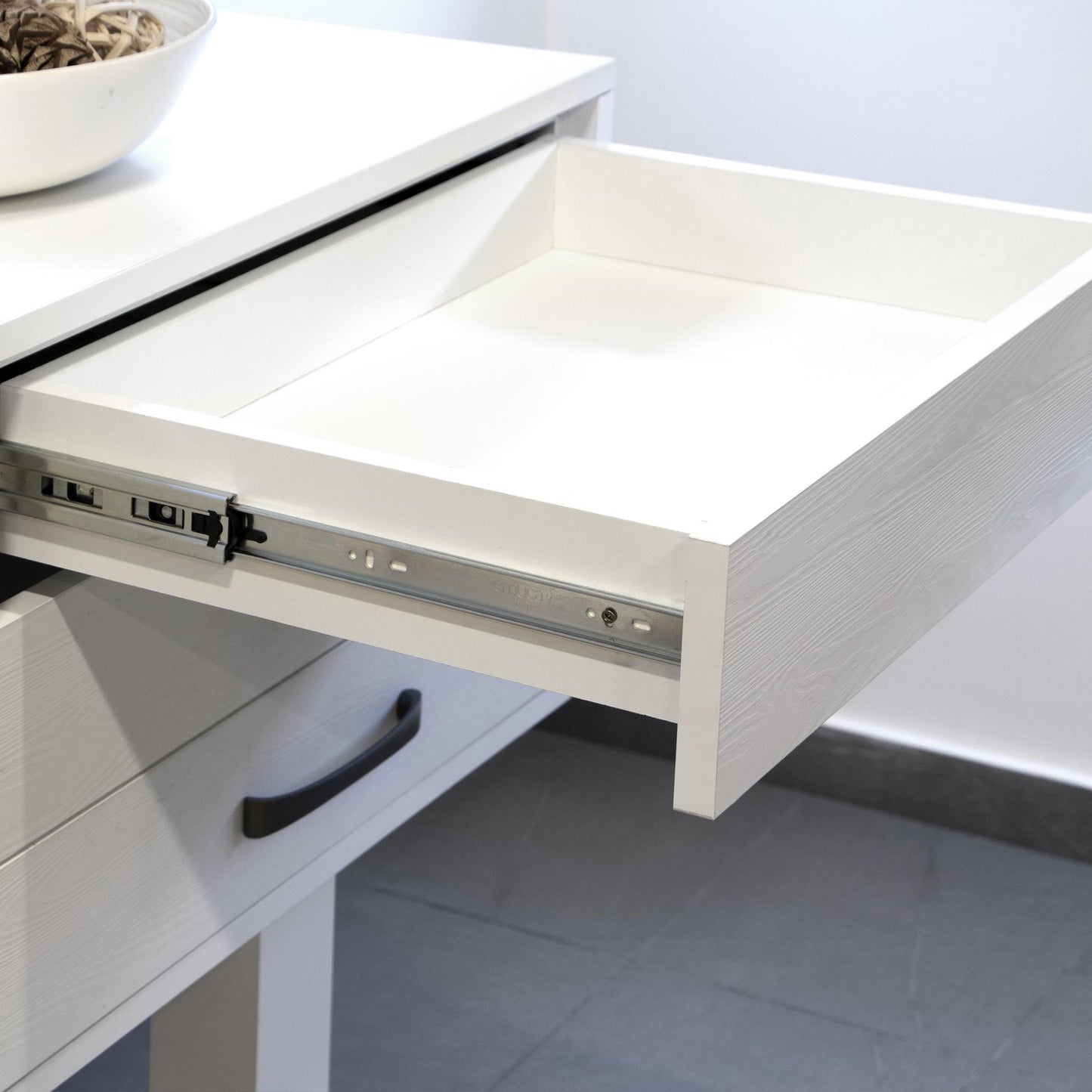 Emuca Lotto di 5 set di guide per cassetti, a sfera, altezza 45 mm, profondità 450 mm, estrazione totale, push, chiusura soft, Zincato bianco