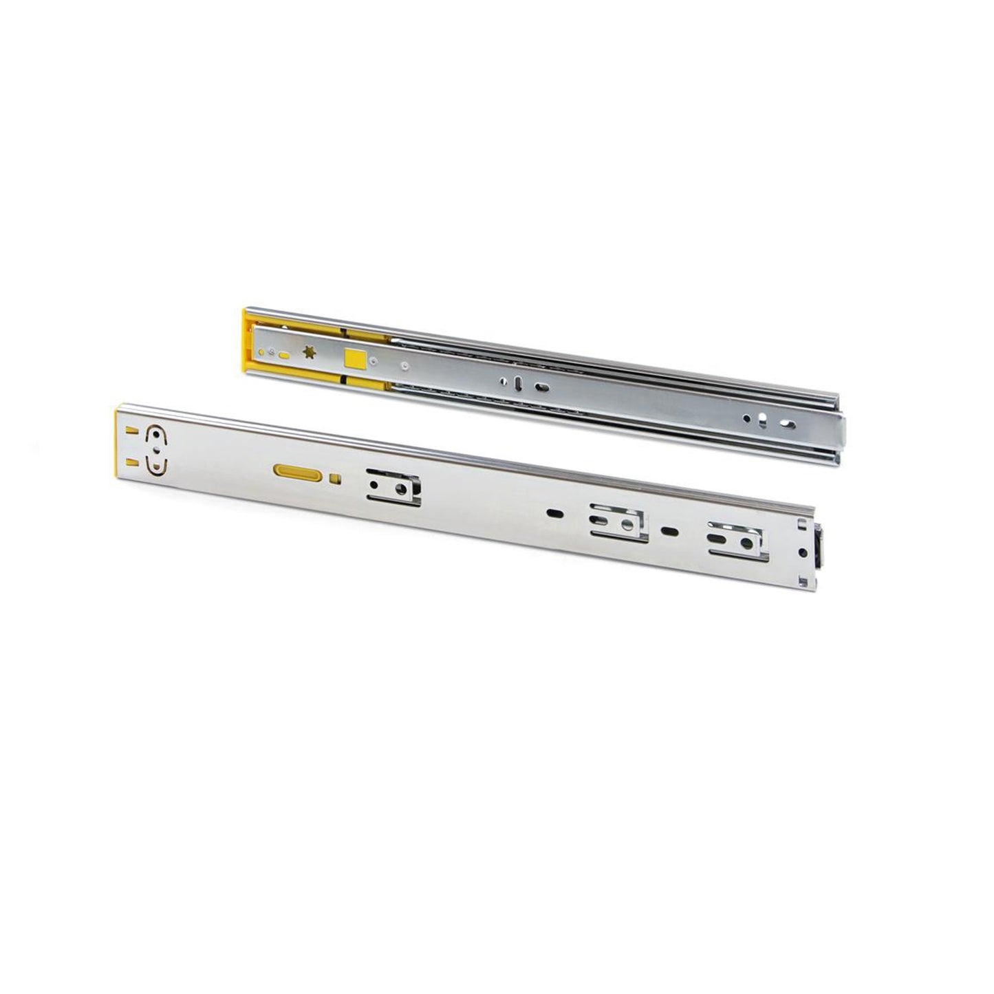 Emuca Lotto di 5 set di guide per cassetti, a sfera, altezza 45 mm, profondità 450 mm, estrazione totale, push, chiusura soft, Zincato bianco