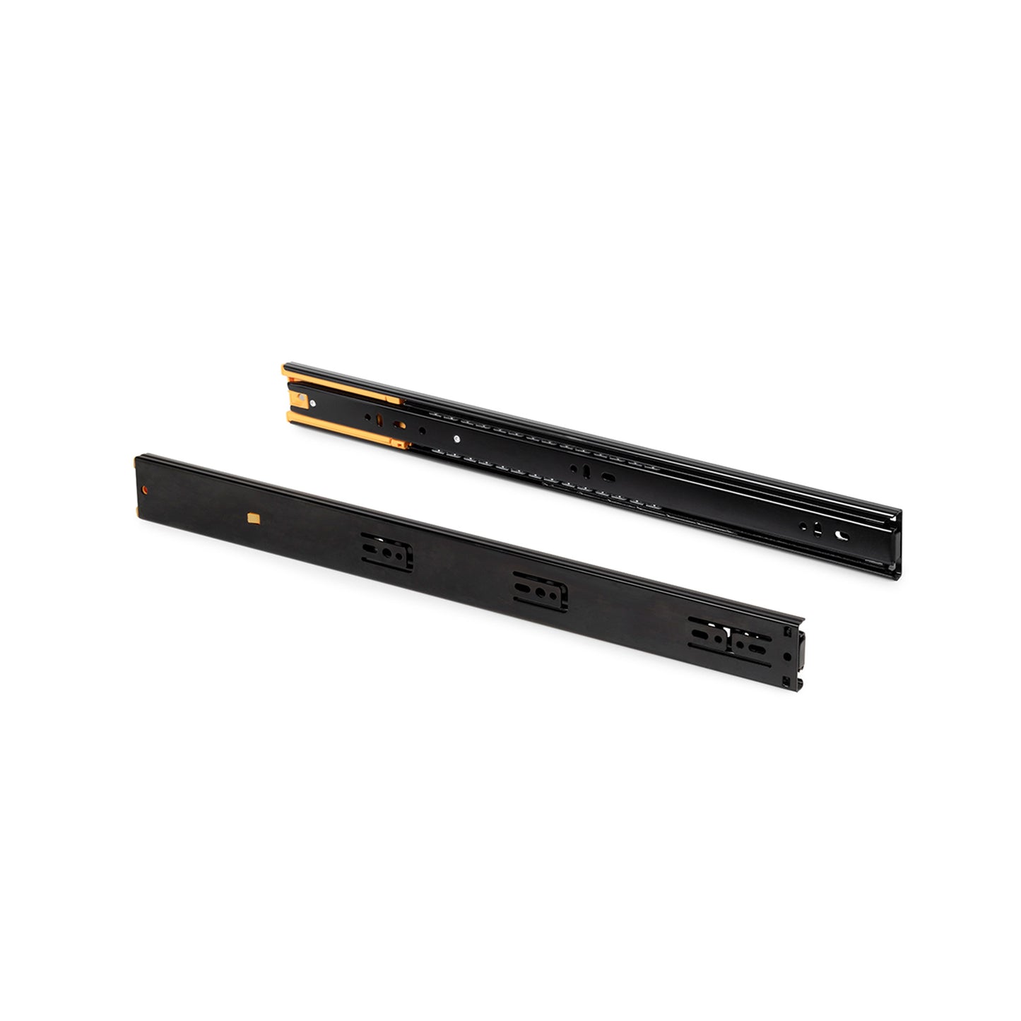 Emuca Lotto di 5 set guide per cassetti, a sfera, altezza 45 mm, profondità 600 mm, estrazione totale, chiusura soft, Nera