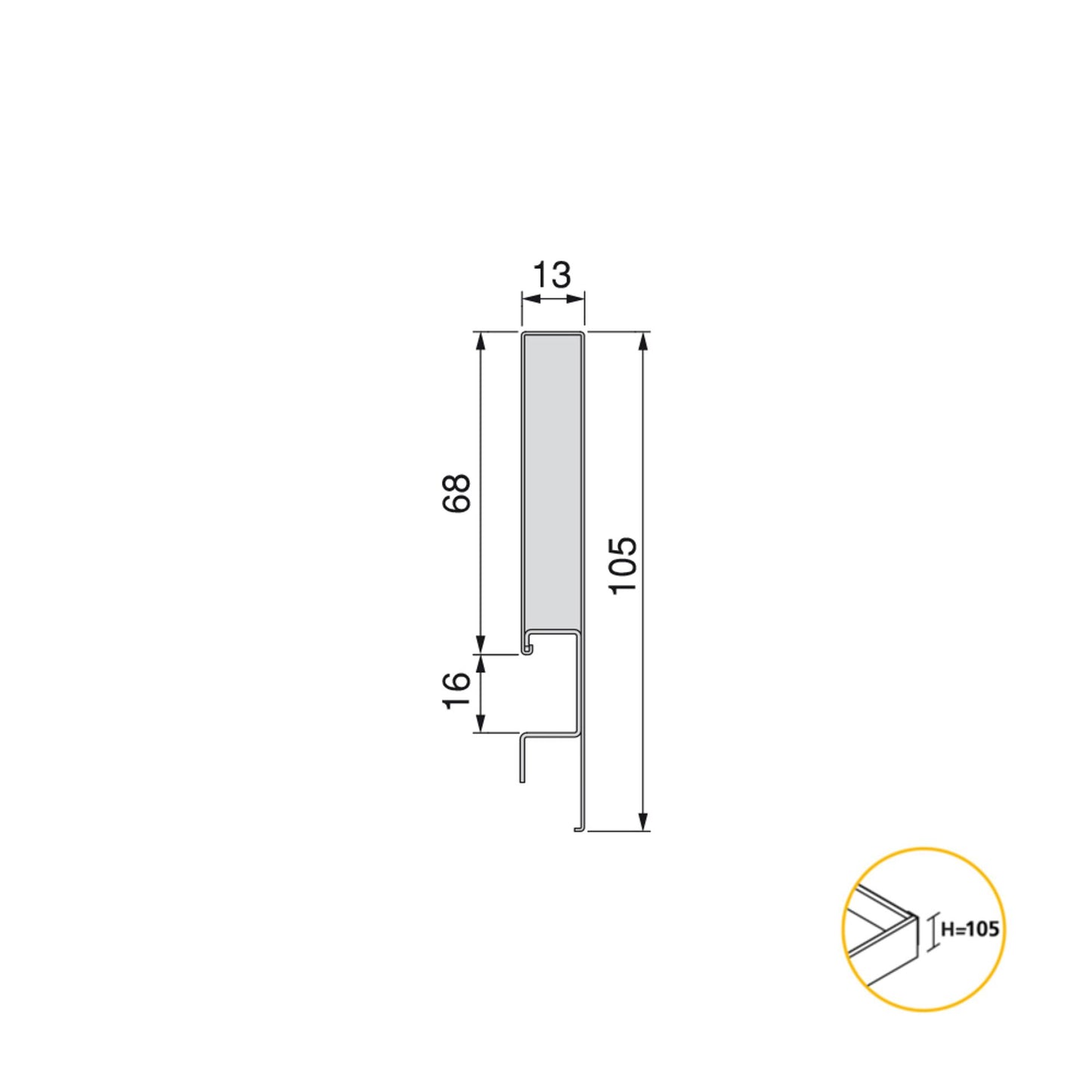 Emuca Cassetto esterno Concept 30kg, altezza 105mm, profondità 500mm, Acciaio, Verniciato bianco
