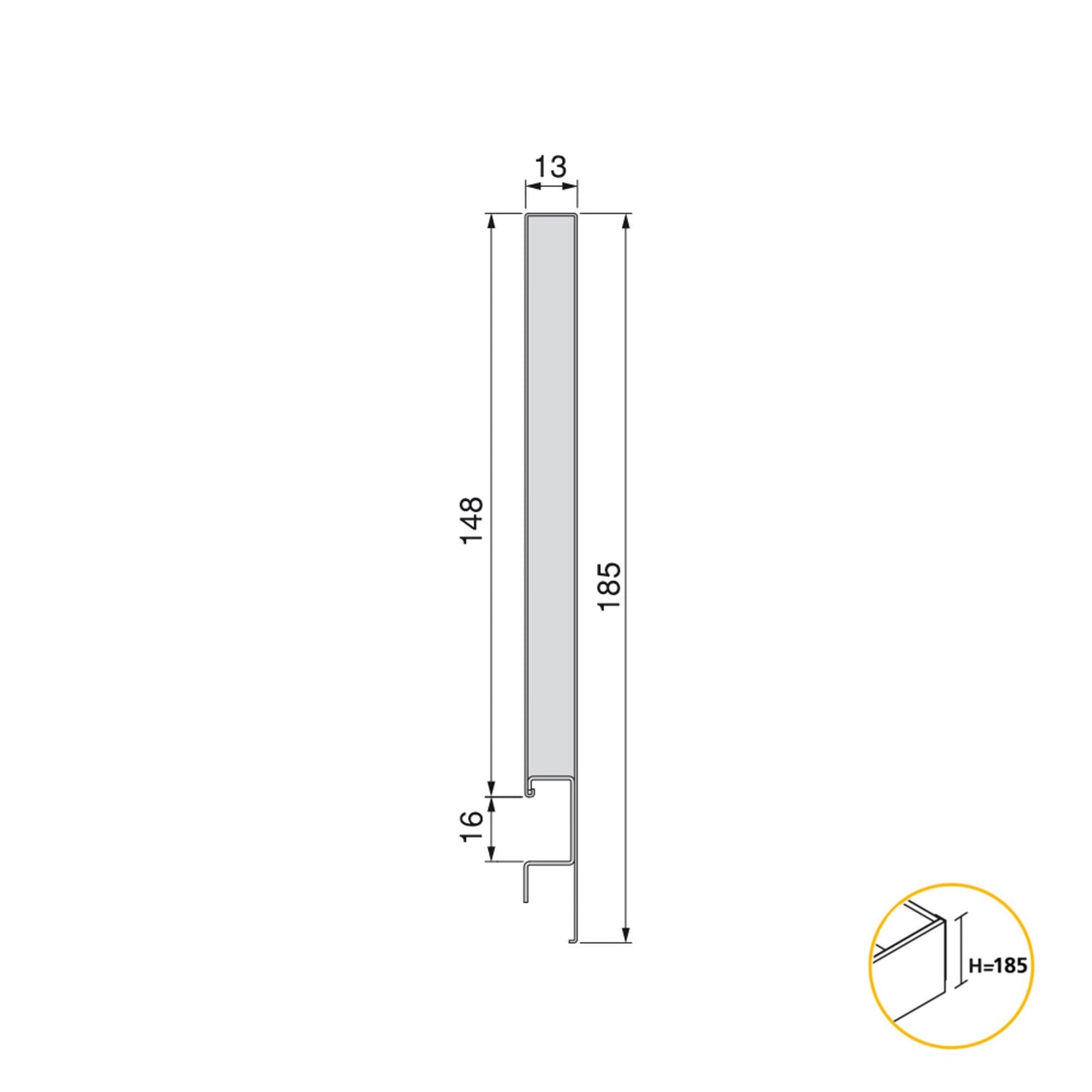 Emuca Cassetto esterno Concept 30kg, altezza 185mm, profondità 350mm, Acciaio, Grigio antracite