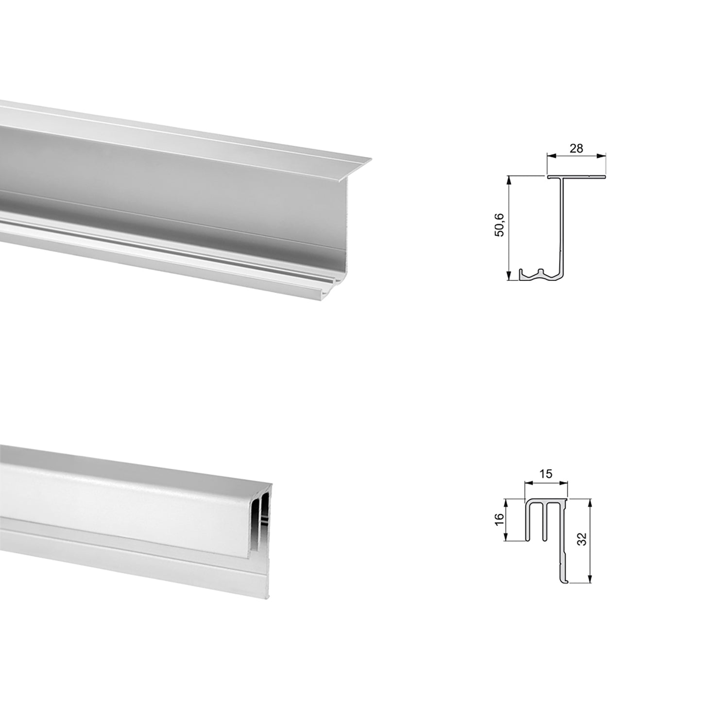 Emuca Kit di ferramenta per armadio a 2 porte scorrevoli e chiusura ammortizzata Neco, spessore 16 mm, pannelli non inclusi, Grigia metallizzata