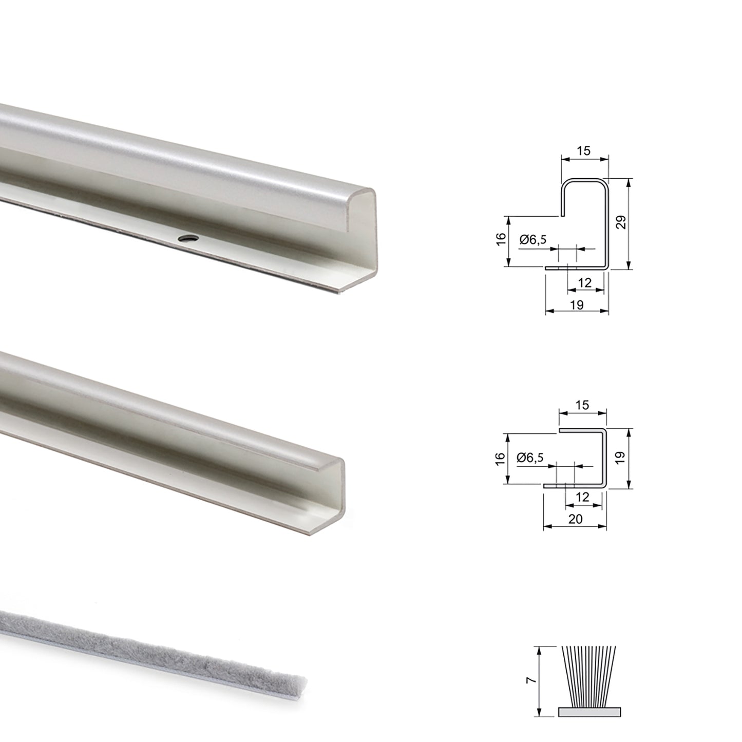 Emuca Kit di ferramenta per armadio a 2 porte scorrevoli e chiusura ammortizzata Neco, spessore 16 mm, pannelli non inclusi, Grigia metallizzata