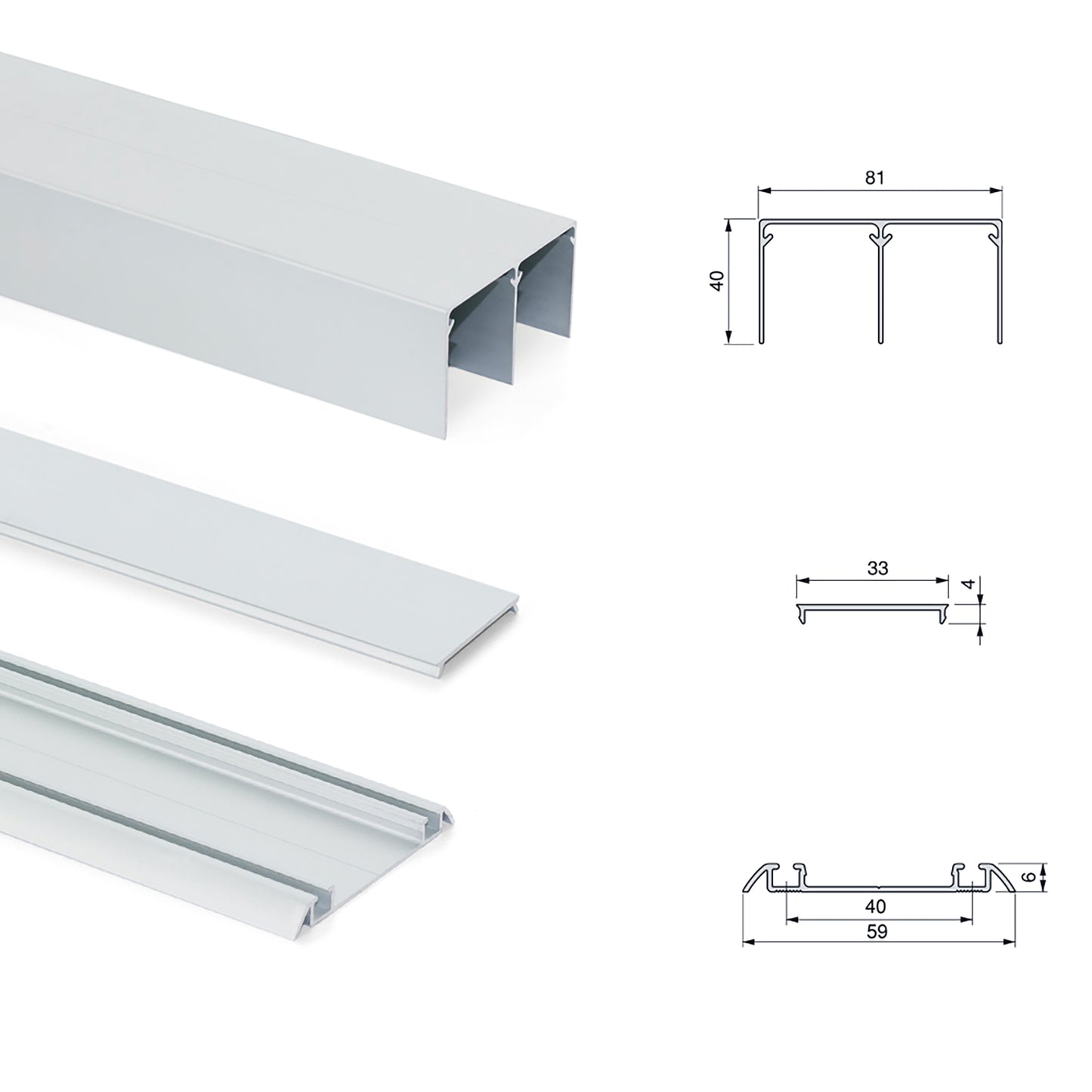 Emuca Kit di ferramenta per armadio a 2 porte scorrevoli e chiusura ammortizzata Placard 81, profilo Wave, spessore 18 mm, pannelli non inclusi, Anodizzato opaco