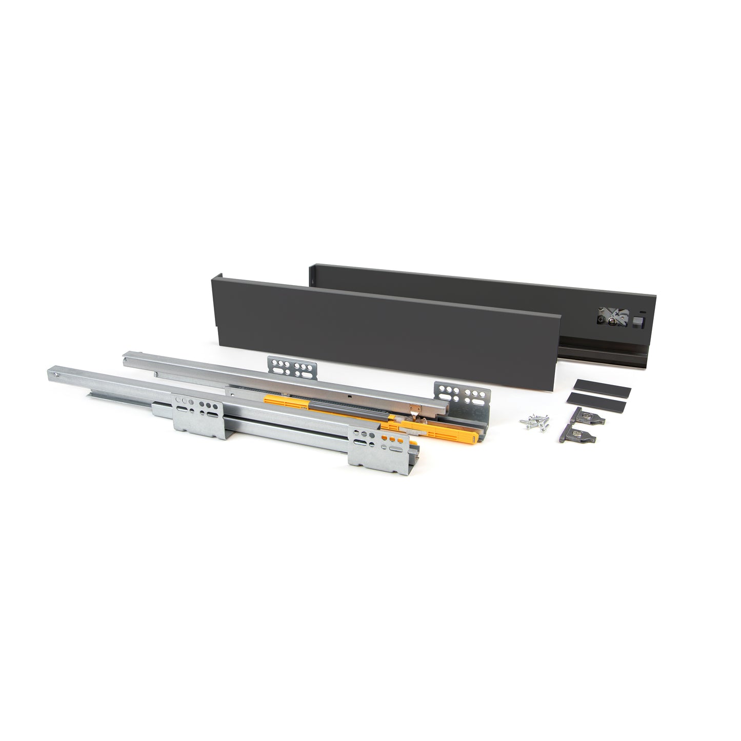Emuca Cassetto esterno Concept 30kg, altezza 105mm, profondità 400mm, Acciaio, Grigio antracite