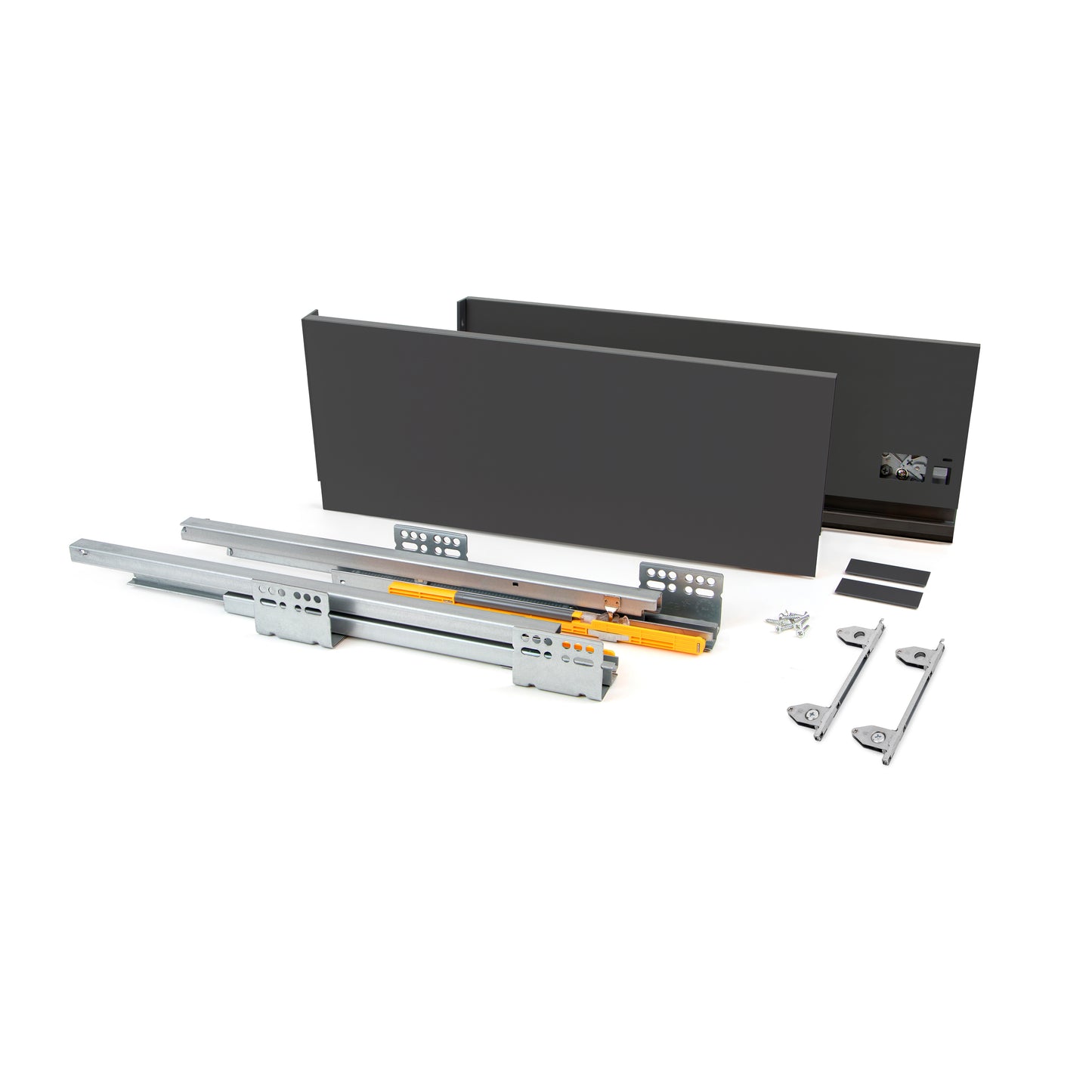 Emuca Cassetto esterno Concept 30kg, altezza 185mm, profondità 400mm, Acciaio, Grigio antracite
