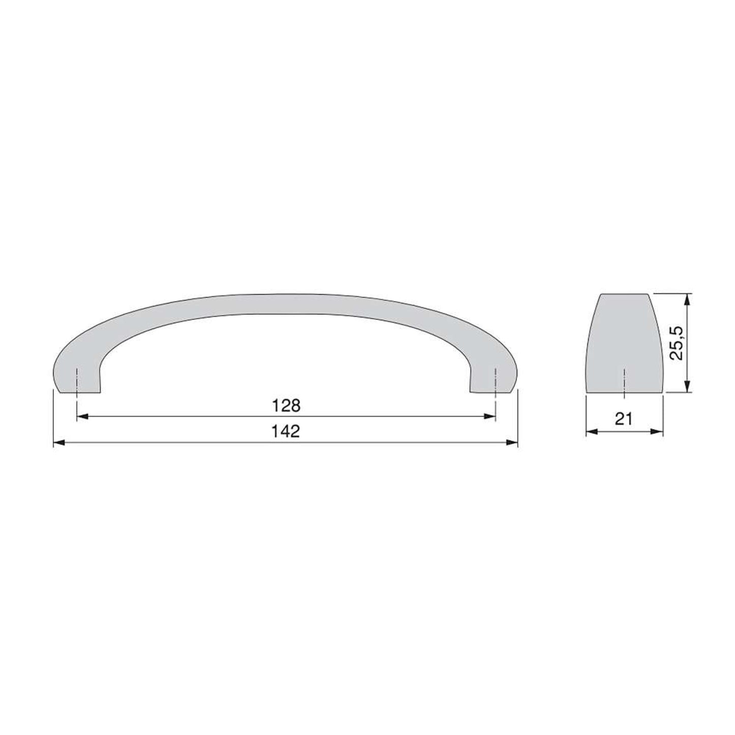 Emuca Lotto di 20 maniglie per mobili Kyoto, L142mm, interasse 128mm, Zama, Titanio