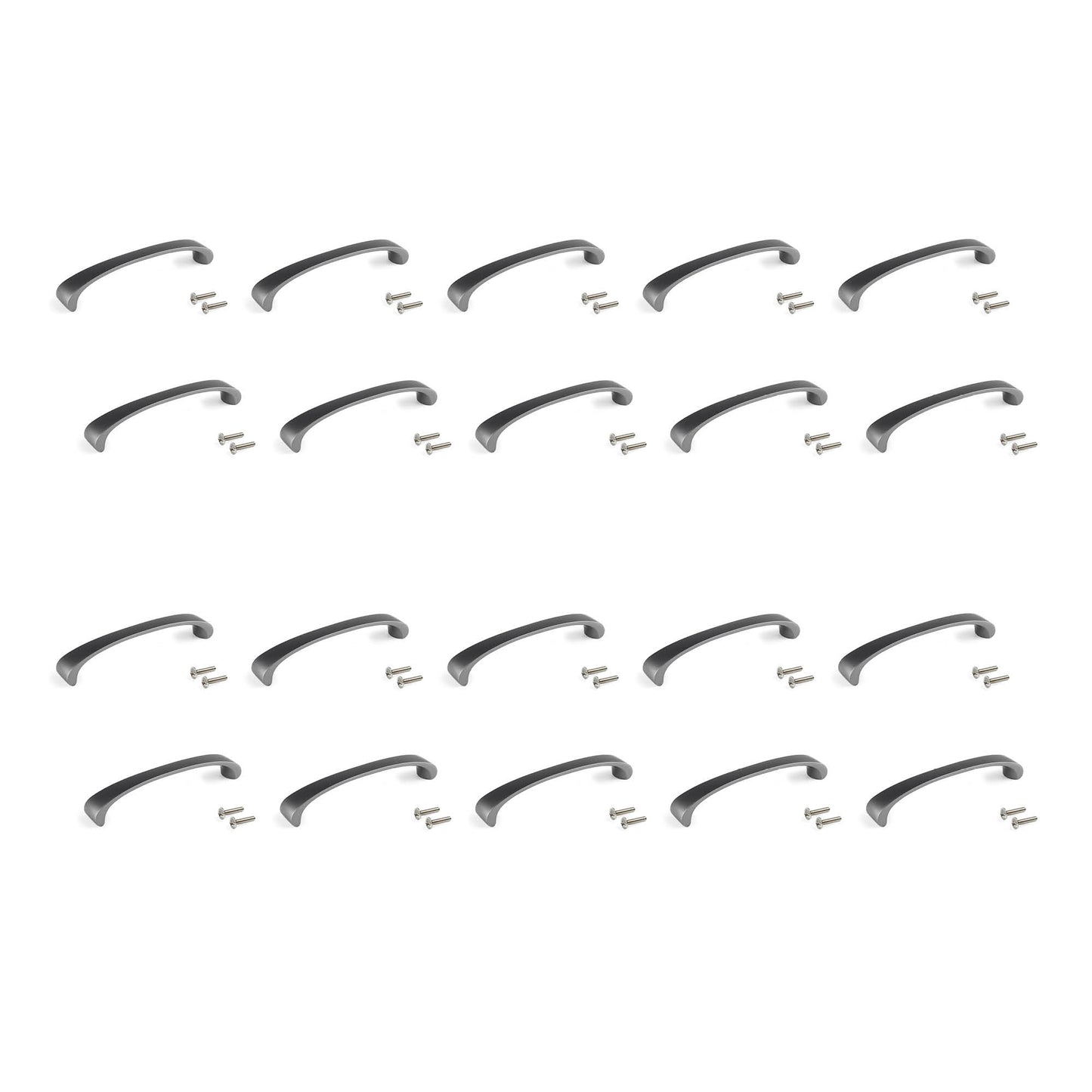 Emuca Lotto di 20 maniglie per mobili Kyoto, L142mm, interasse 128mm, Zama, Titanio