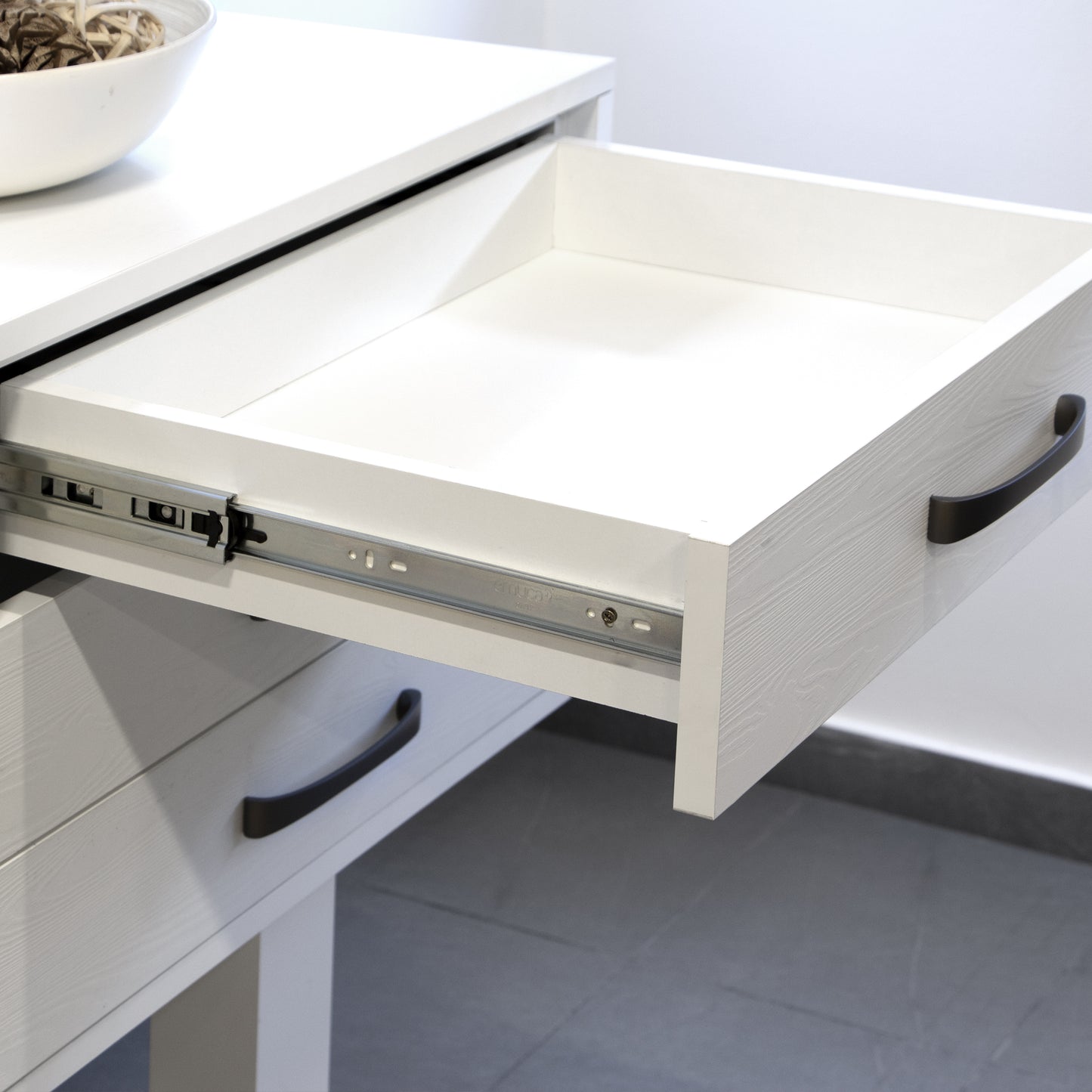 Emuca Set di guide a sfere per cassetti con estrazione totale e chiusura soft, altezza 45 mm, lunghezza 600 mm, Acciaio, Zincato bianco