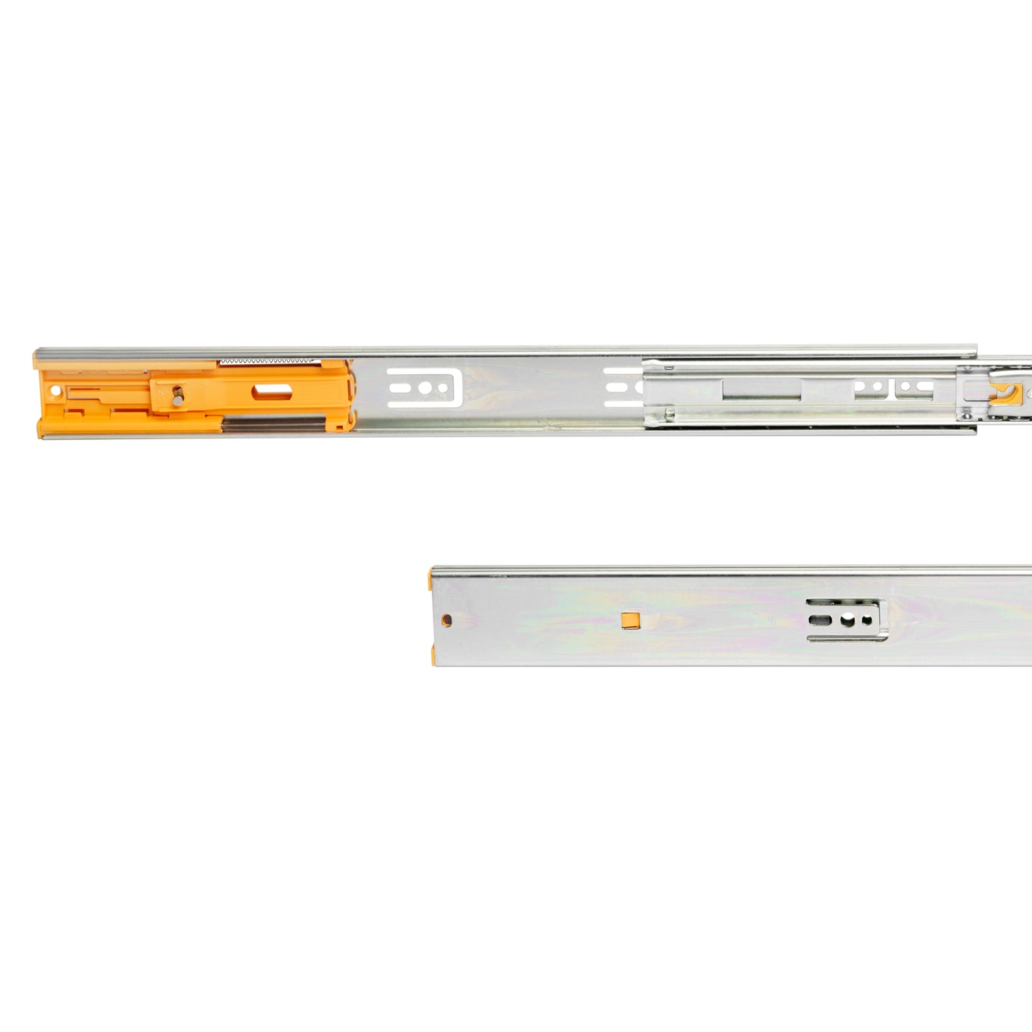 Emuca Set di guide a sfere per cassetti con estrazione totale e chiusura soft, altezza 45 mm, lunghezza 600 mm, Acciaio, Zincato bianco