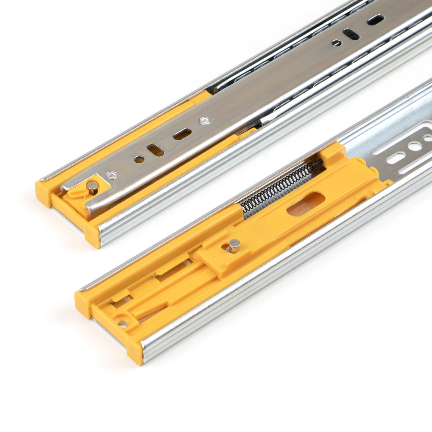 Emuca Set di guide a sfere per cassetti con estrazione totale e chiusura soft, altezza 45 mm, lunghezza 600 mm, Acciaio, Zincato bianco