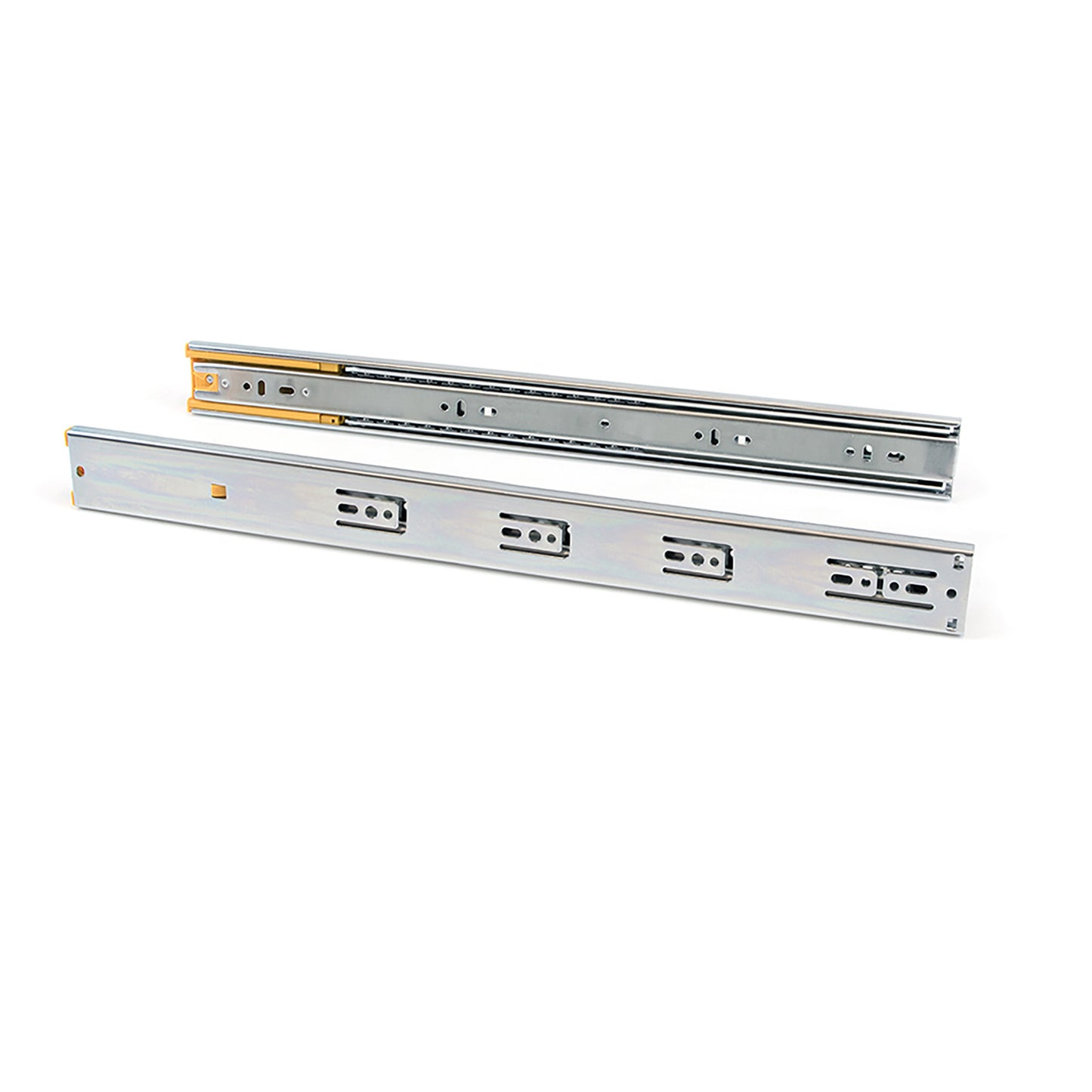 Emuca Lotto di 5 set guide per cassetti, a sfera, altezza 45 mm, profondità 650 mm, estrazione totale, chiusura soft, Zincato bianco