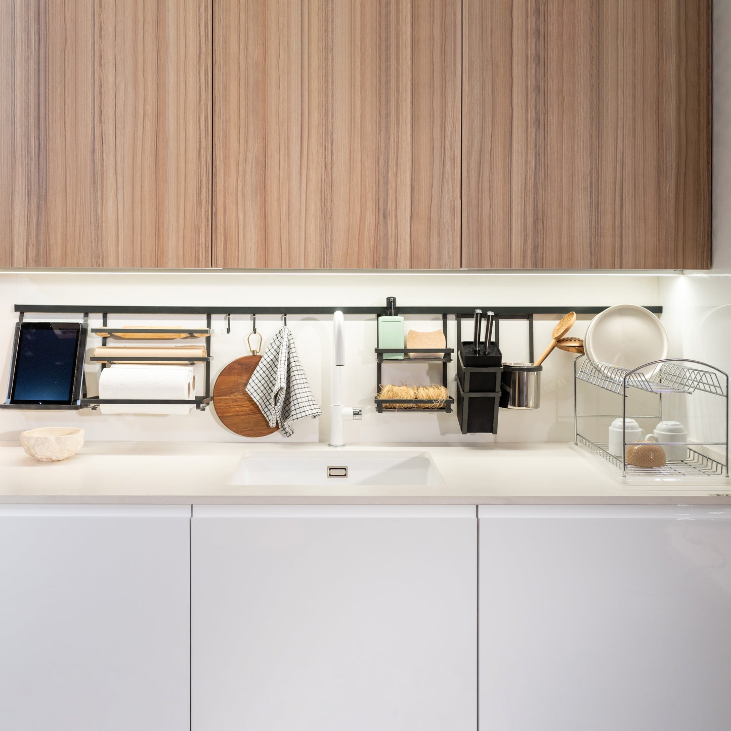 Emuca Titane Portacoltelli da cucina, Acciaio e Tecnoplastica, Grigio Antracite