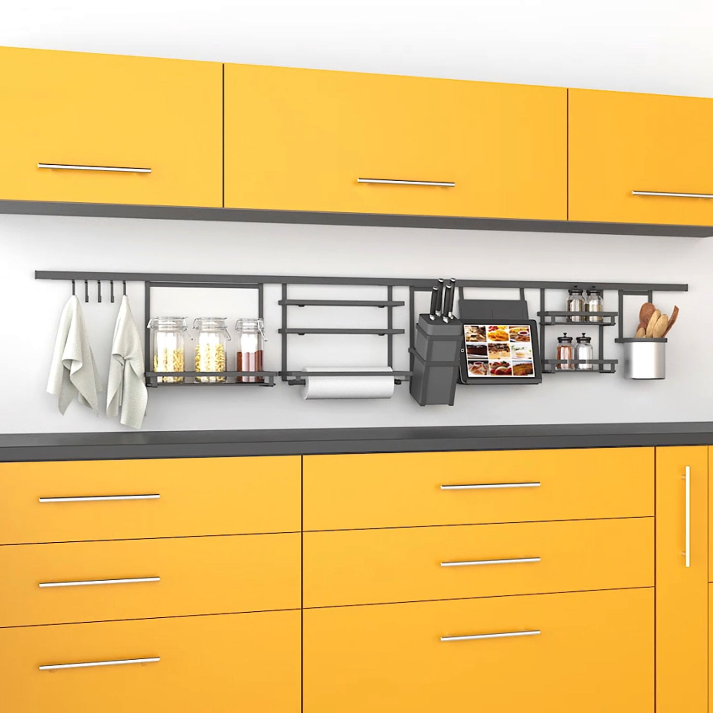Emuca Appendiabiti per cucina Titane, lunghezza 1,1 m, Alluminio e Zama, Grigio antracite