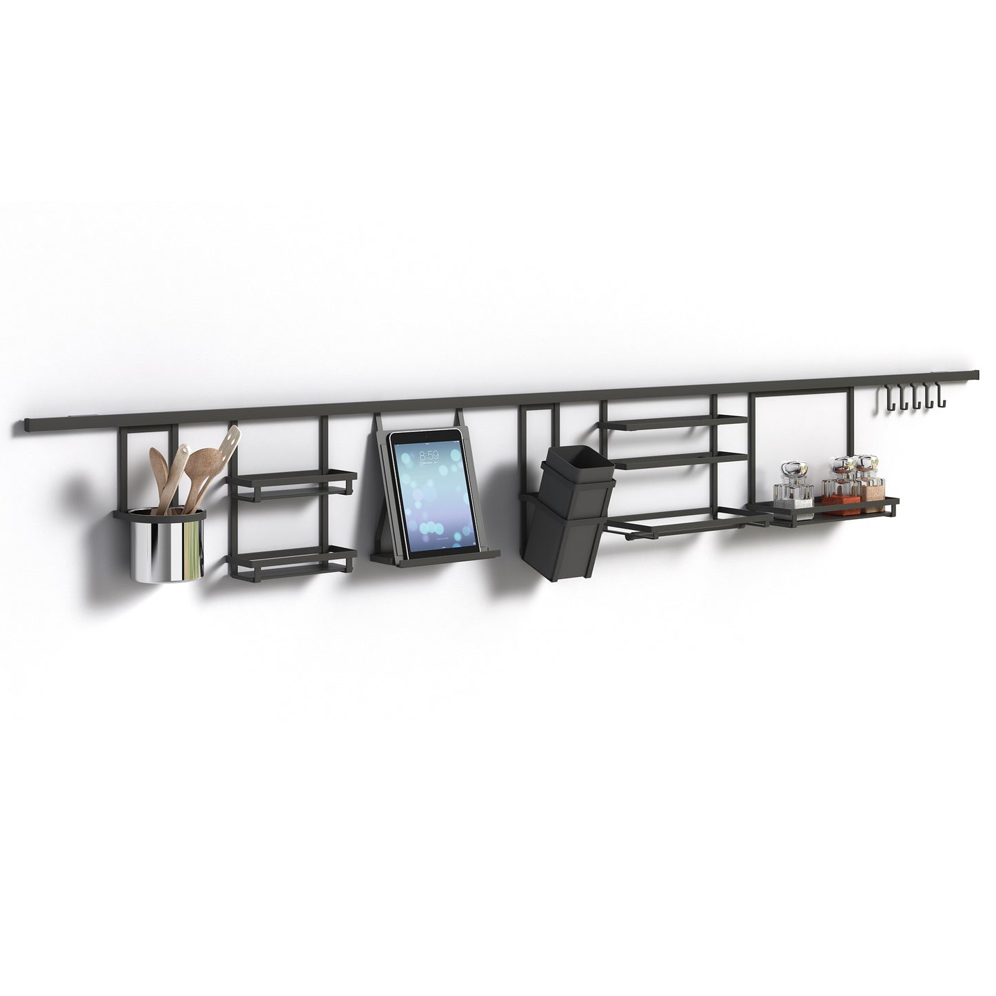 Emuca Appendiabiti per cucina Titane, lunghezza 1,1 m, Alluminio e Zama, Grigio antracite