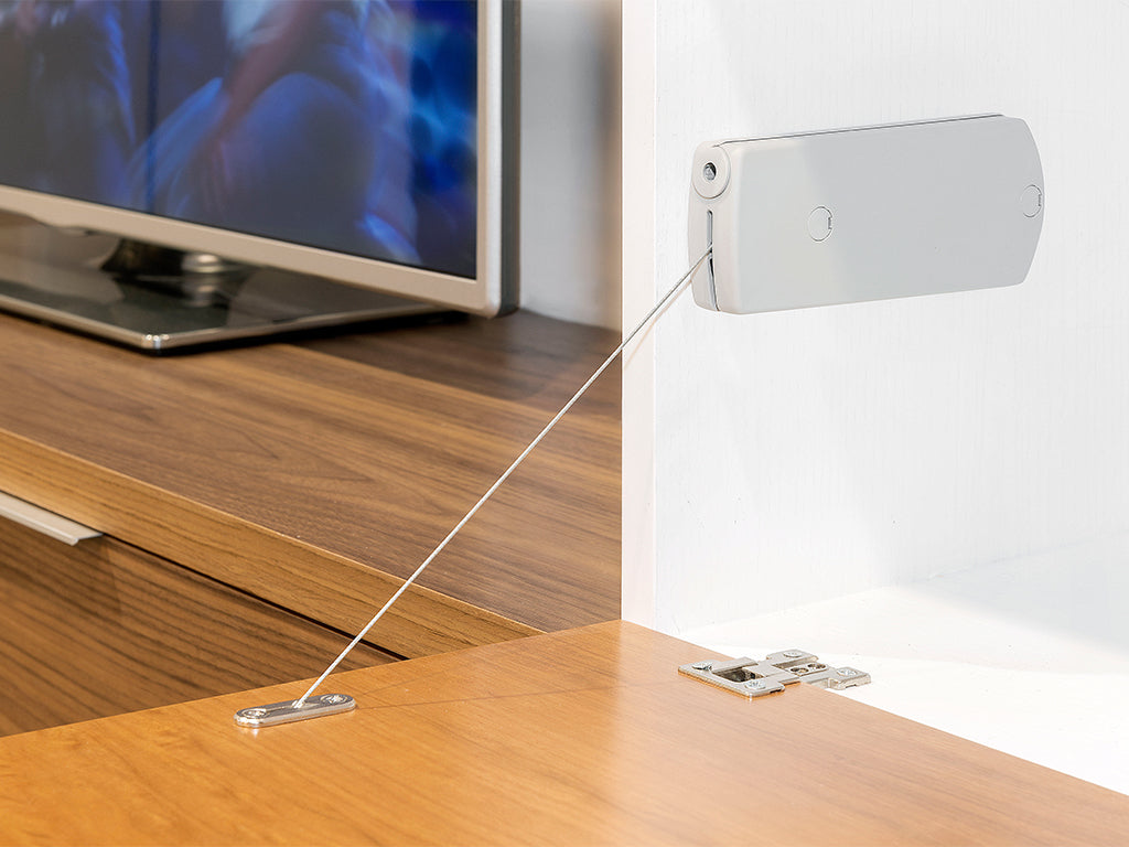 Emuca Microwinch Meccanismo a porta incernierata, 10 kg, Acciaio e Tecnoplastica, Grigia