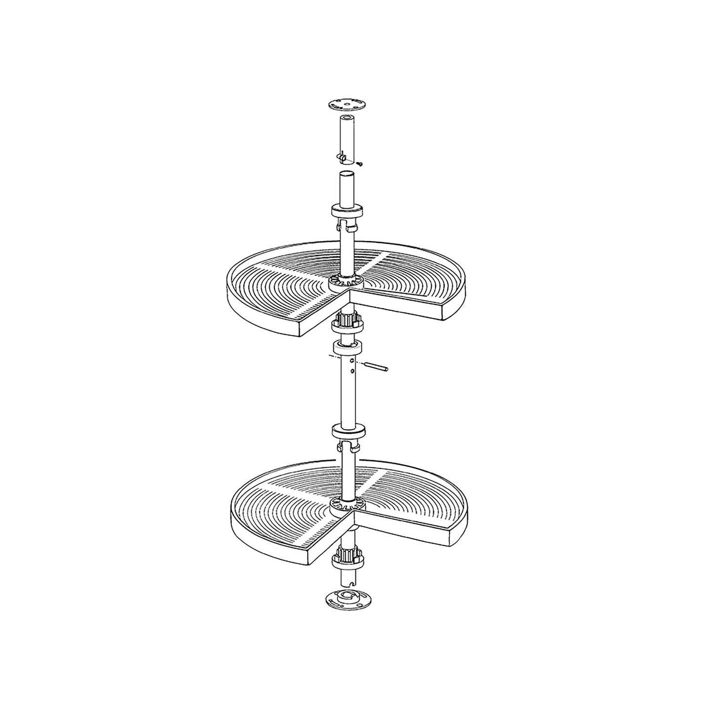 Emuca Set di piatti girevoli 3/4 Shelvo, per modulo da 800 mm, Tecnoplastica e Alluminio, Bianca
