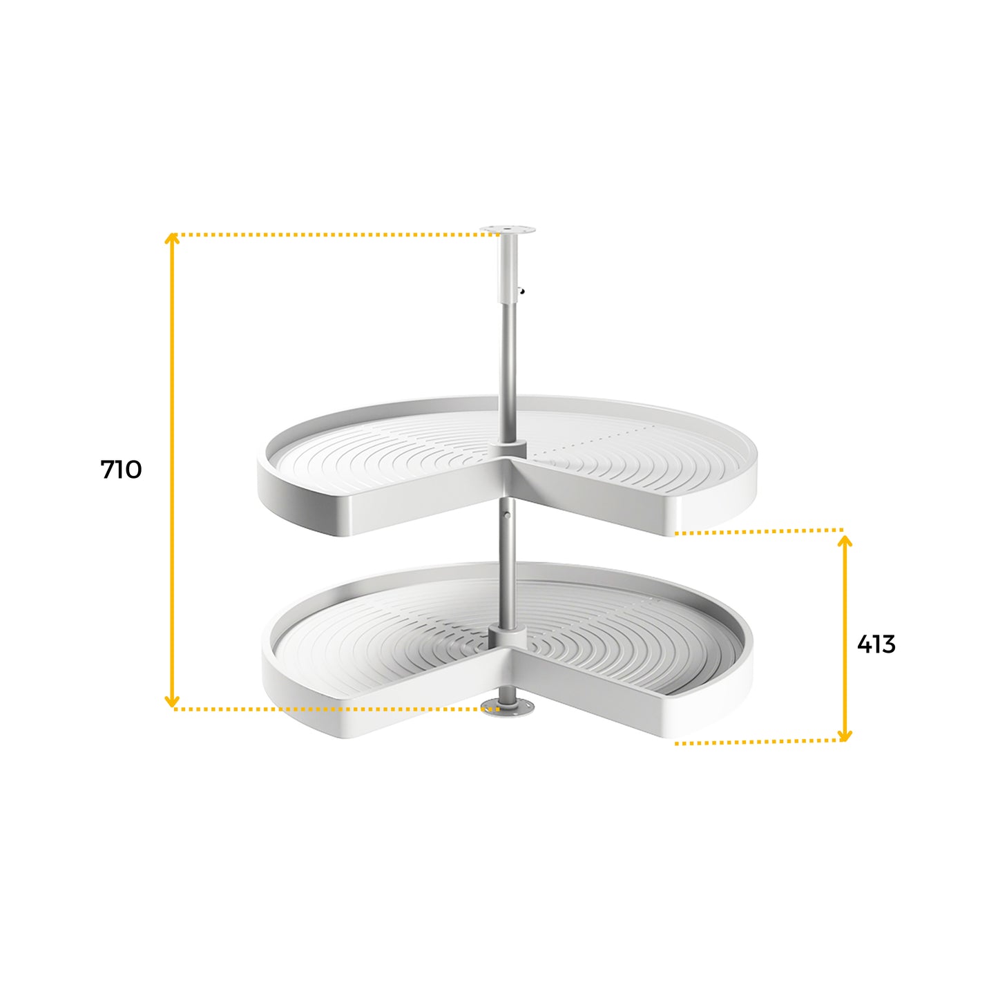 Emuca Set di piatti girevoli 3/4 Shelvo, per modulo da 900 mm, Tecnoplastica e Alluminio, Bianca