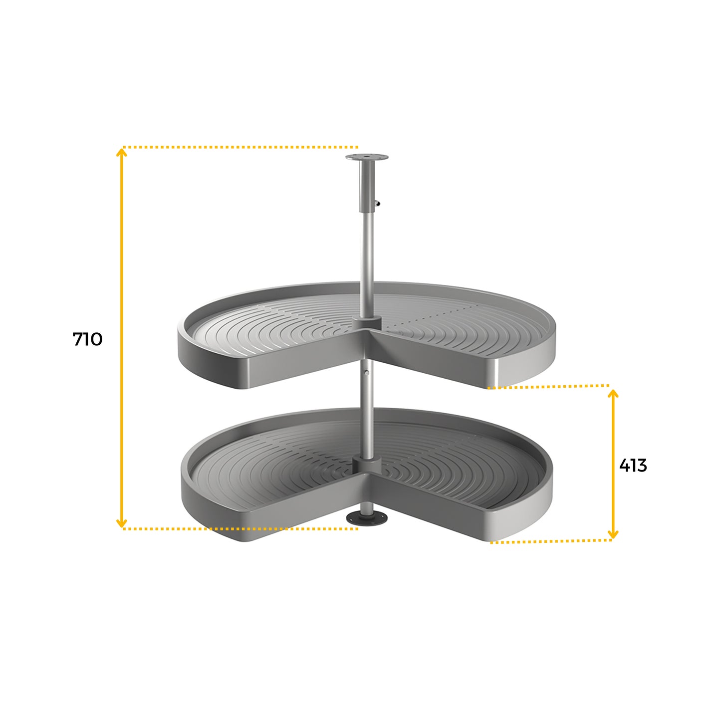 Emuca Set di piatti girevoli 3/4 Shelvo, per modulo da 900 mm, Tecnoplastica e Alluminio, Grigia