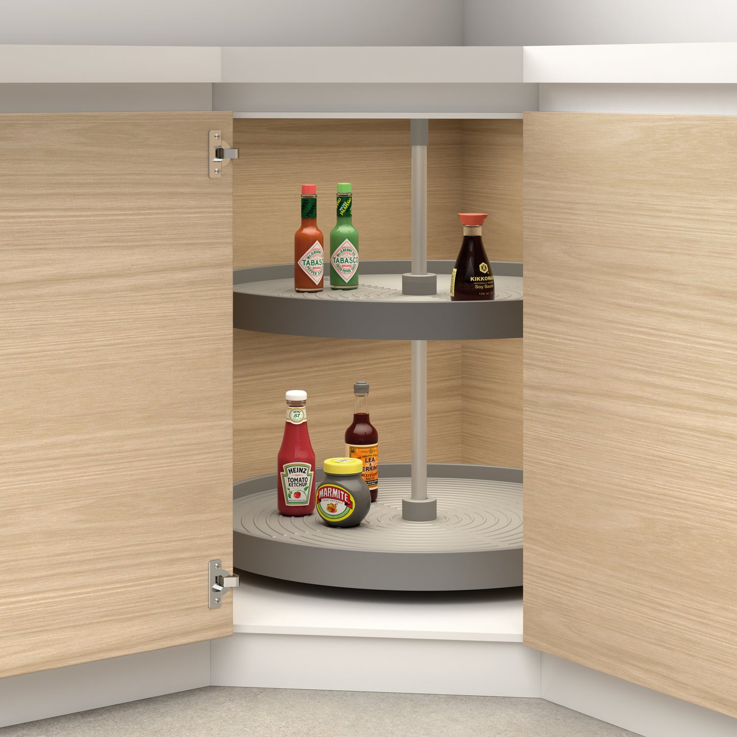 Emuca Set di piatti circolari da cucina Shelvo, per modulo da 800 mm, Tecnoplastica e Alluminio, Grigia