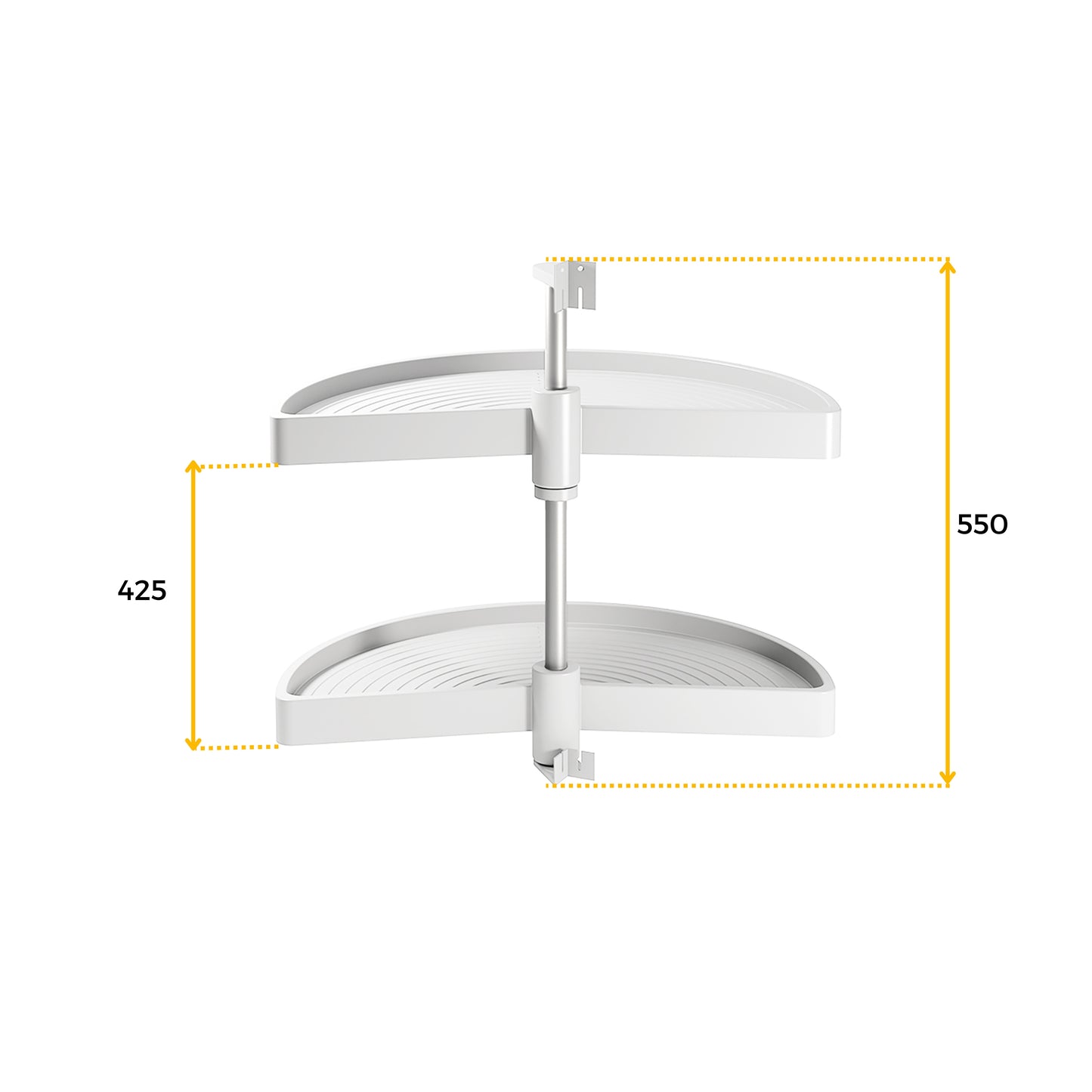 Emuca Set di piatti girevoli Shelvo a 1/2 luna, per modulo da 800 mm, Tecnoplastica e Alluminio, Bianca