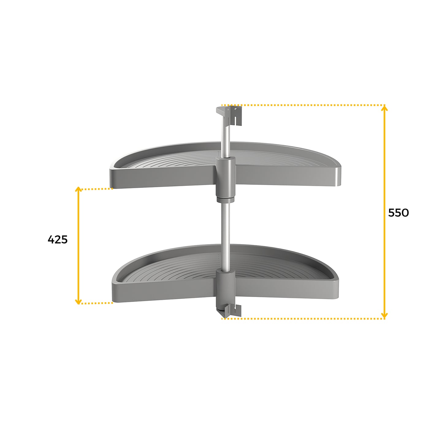 Emuca Set di piatti girevoli Shelvo a 1/2 luna, per modulo da 800 mm, Tecnoplastica e Alluminio, Grigia