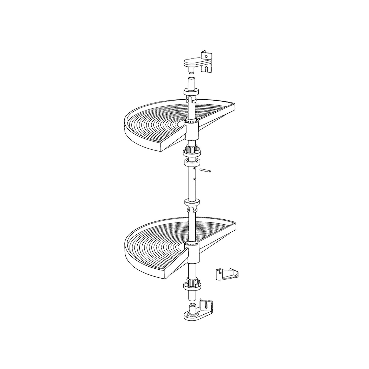 Emuca Set di piatti girevoli Shelvo a 1/2 luna, per modulo da 900 mm, Tecnoplastica e Alluminio, Grigia
