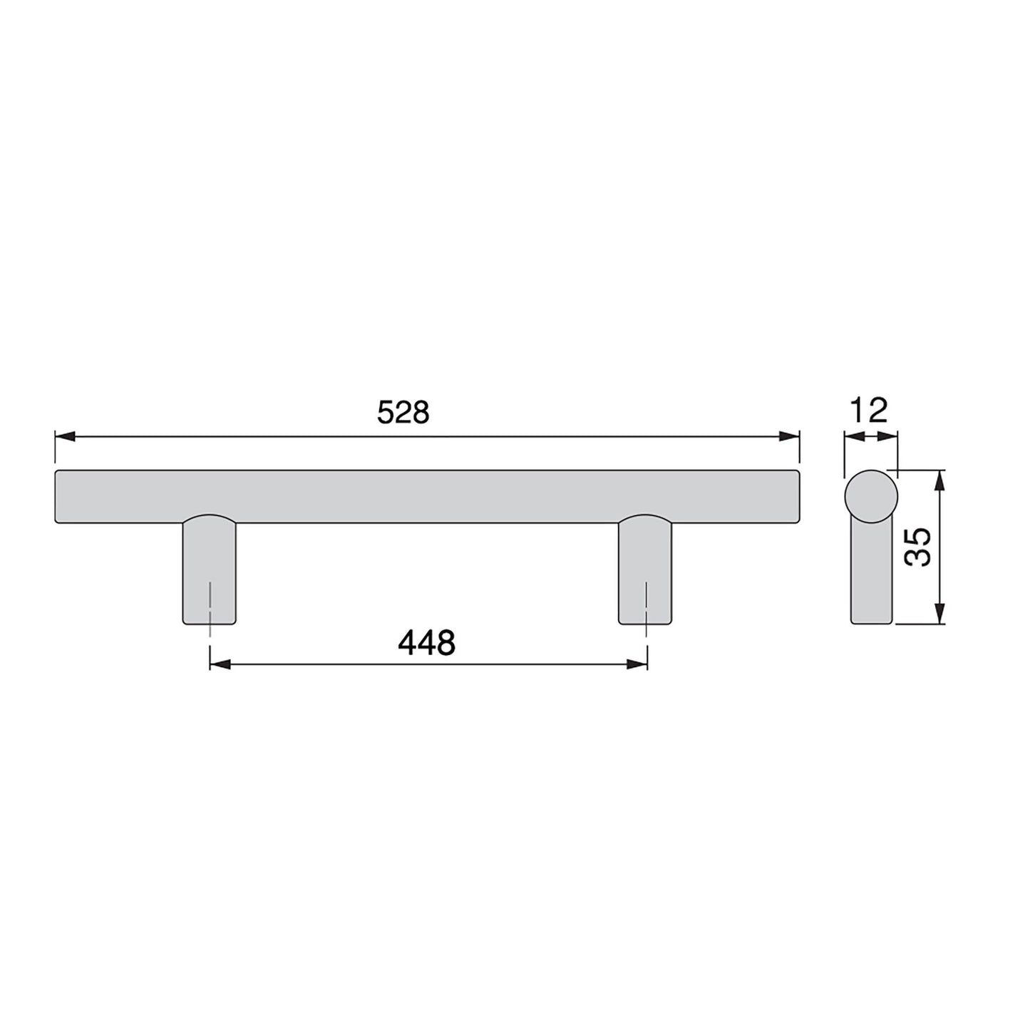 Emuca Maniglia per mobili Orlando, L528mm, interasse 448mm, Acciaio, Nichel satinato
