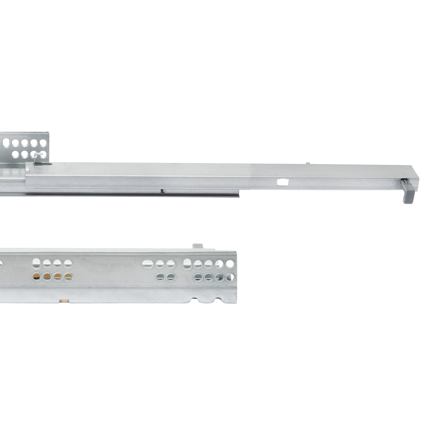 Emuca Set di guide per cassetti a scomparsa Silver, estrazione totale, chiusura soft, profondità 250 mm, Acciaio, Zincato bianco