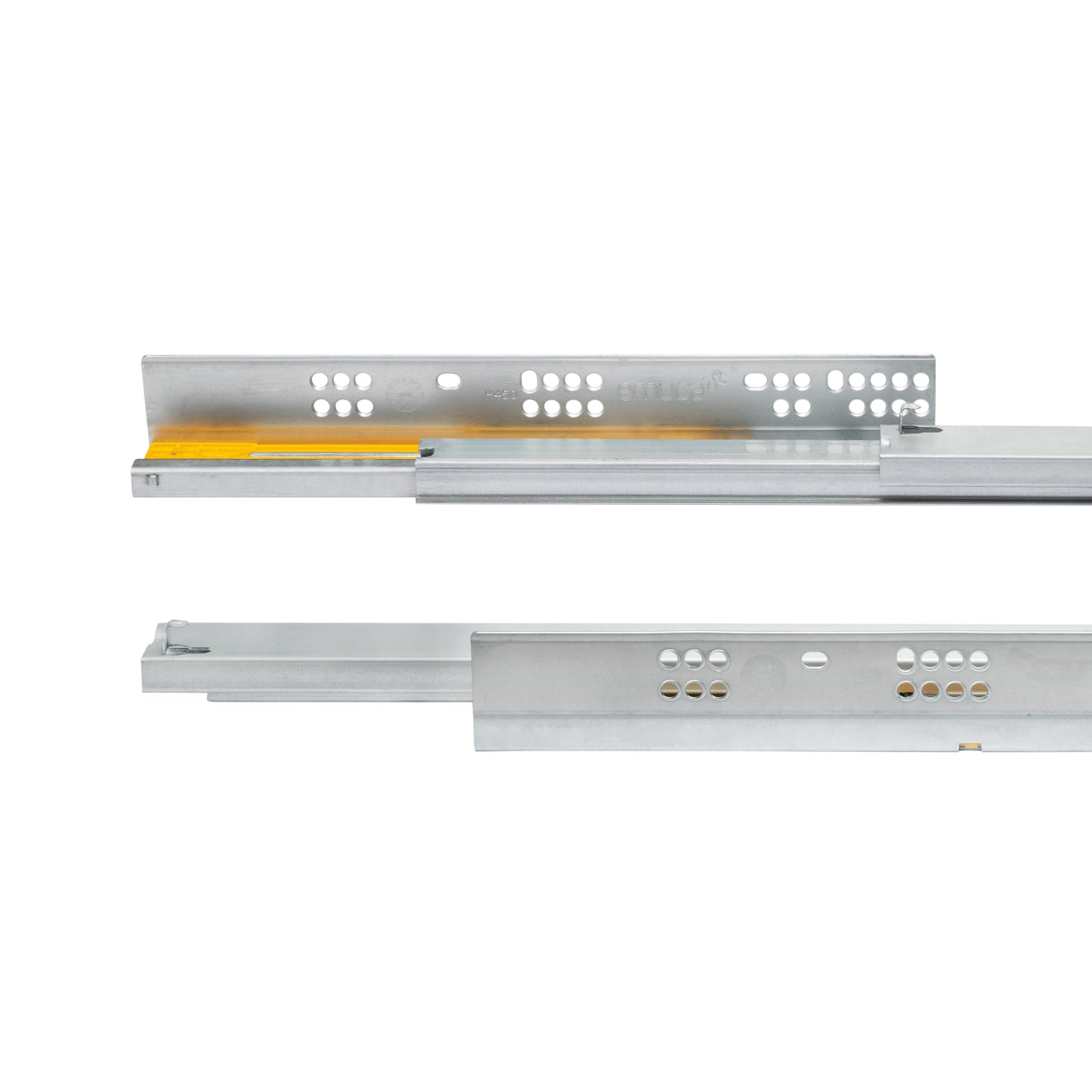 Emuca Set di guide per cassetti a scomparsa Silver, estrazione totale, chiusura soft, profondità 250 mm, Acciaio, Zincato bianco