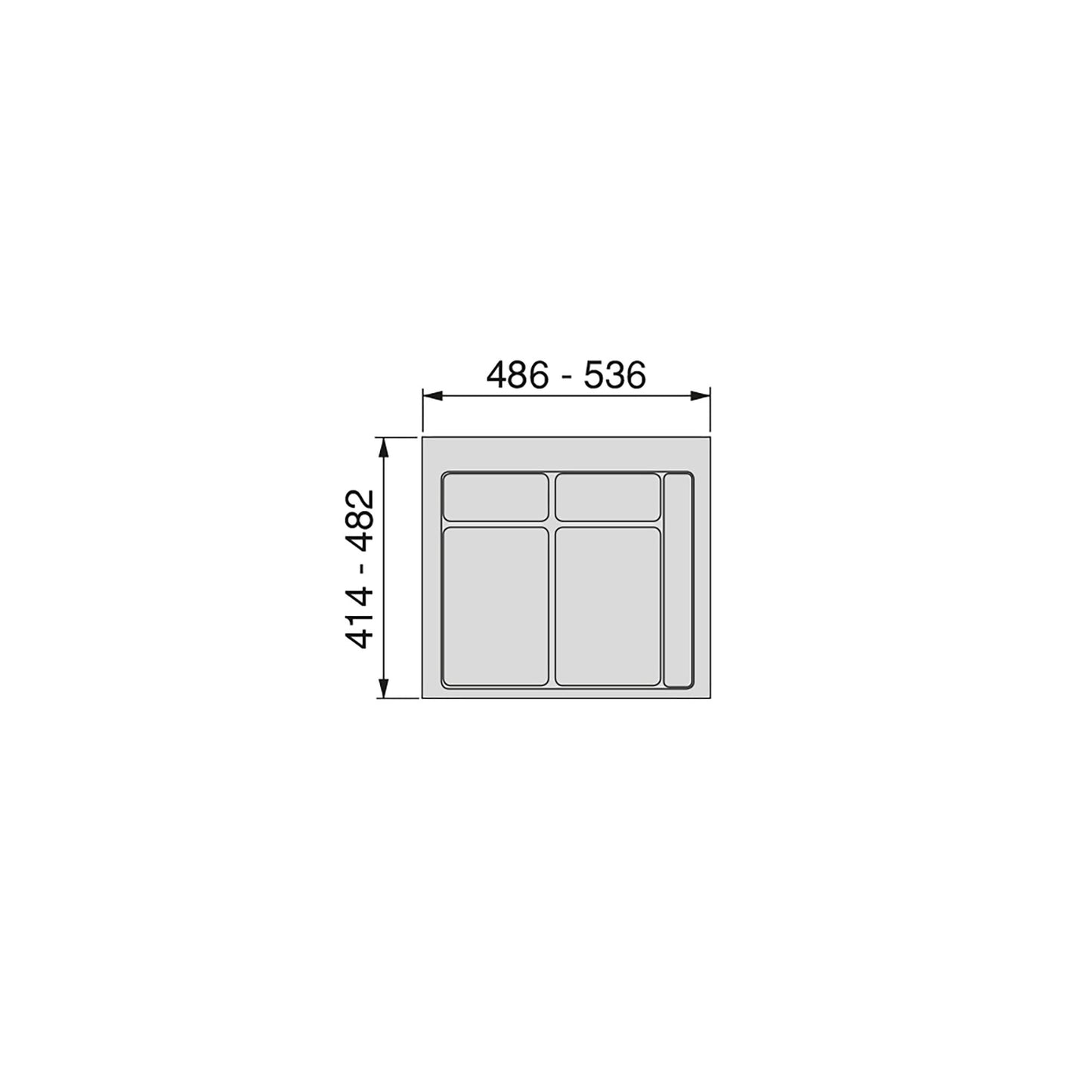 Emuca Base per cassetto da cucina Recycle, 2 scomparti, modulo 600 mm, Grigio antracite Tecnoplastica