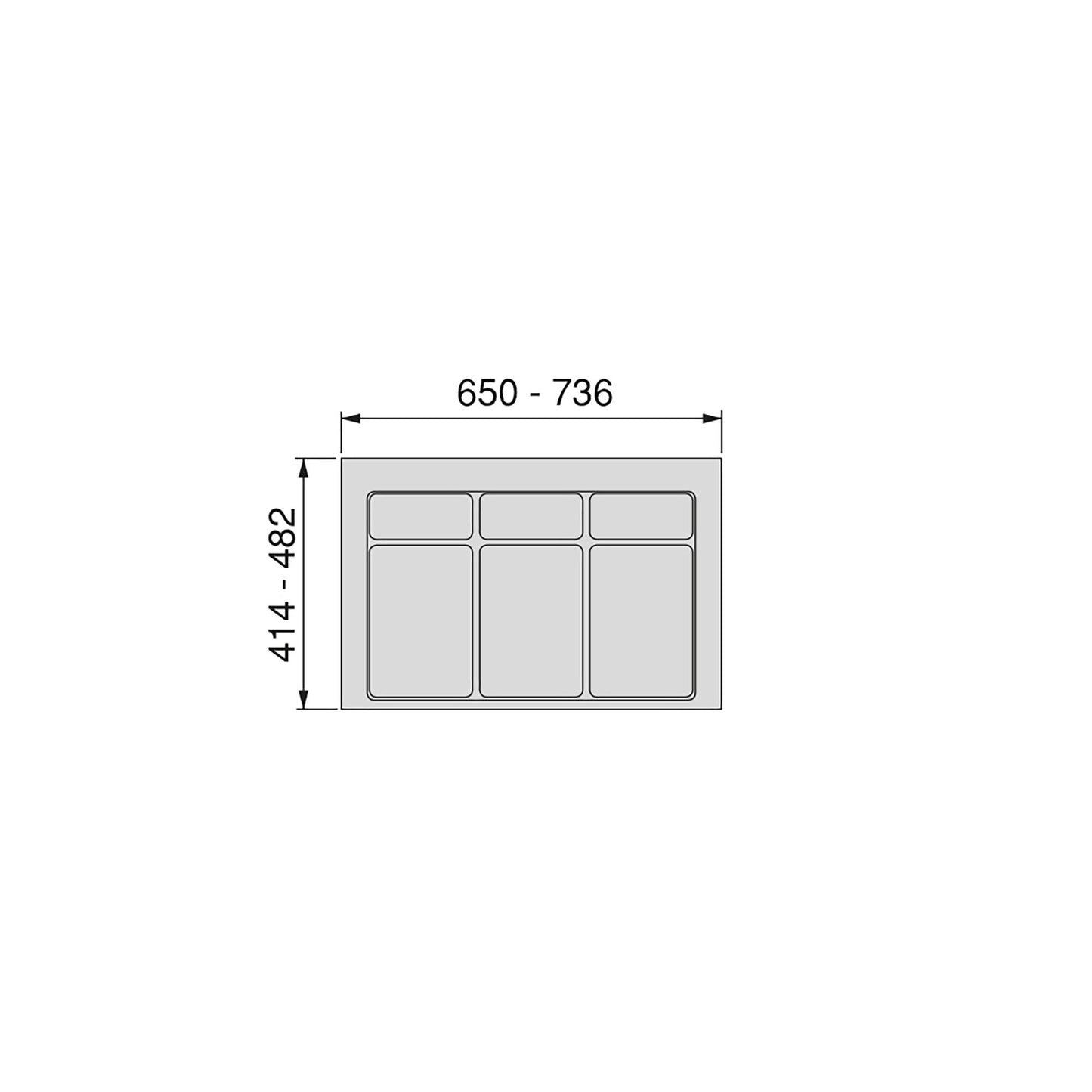 Emuca Base per contenitori per cassetti da cucina Recycle, 3 scomparti, modulo 800 mm, Grigio antracite Tecnoplastica