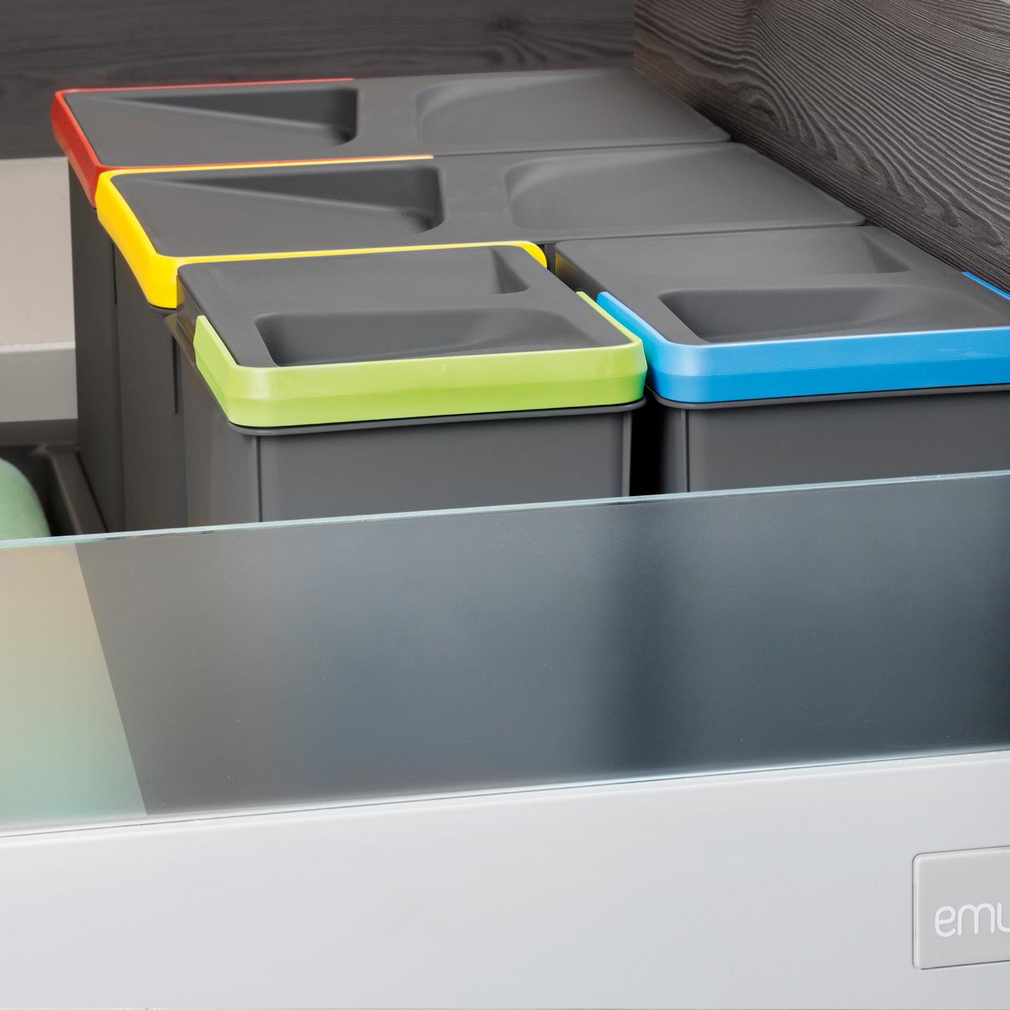 Emuca Contenitore per la raccolta differenziata Recycle Altezza Recycle 266 mm, 1x15 lt, Grigio antracite Tecnoplastica