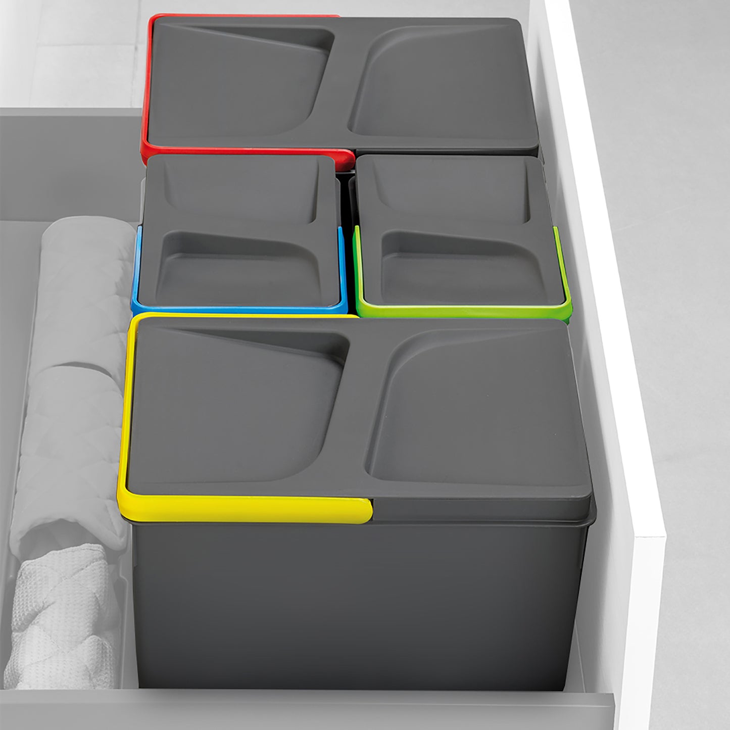 Emuca Contenitore per la raccolta differenziata Recycle Altezza Recycle 216 mm, 1x12 lt, Grigio antracite Tecnoplastica