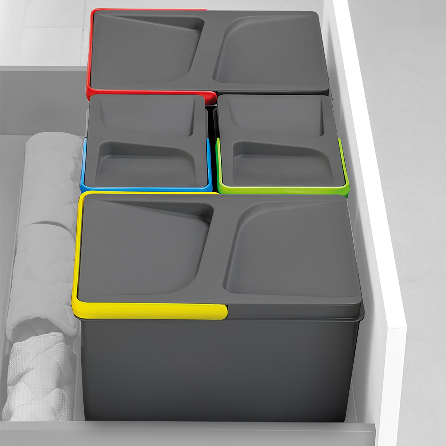 Emuca Contenitore per la raccolta differenziata Recycle Altezza Recycle 266 mm, 1x15 lt, Grigio antracite Tecnoplastica