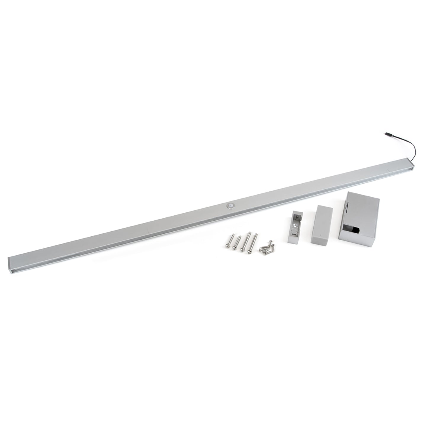 Emuca Barra Appendiabiti per armadi con luce LED Castor, batteria estraibile e sensore di movimento, L858 mm, Tecnoplastica e Alluminio, Grigio metallizzata