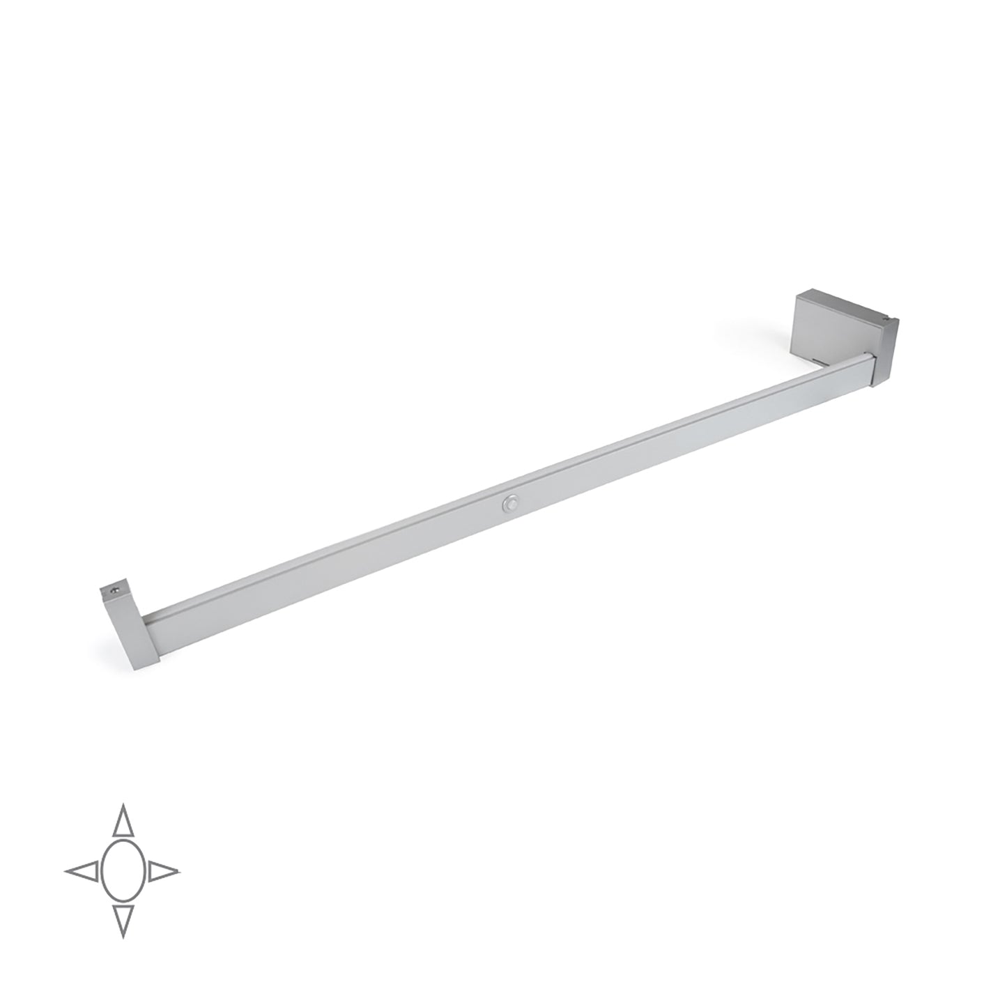 Emuca Barra Appendiabiti per armadi con luce LED Castor, batteria estraibile e sensore di movimento, L858 mm, Tecnoplastica e Alluminio, Grigio metallizzata