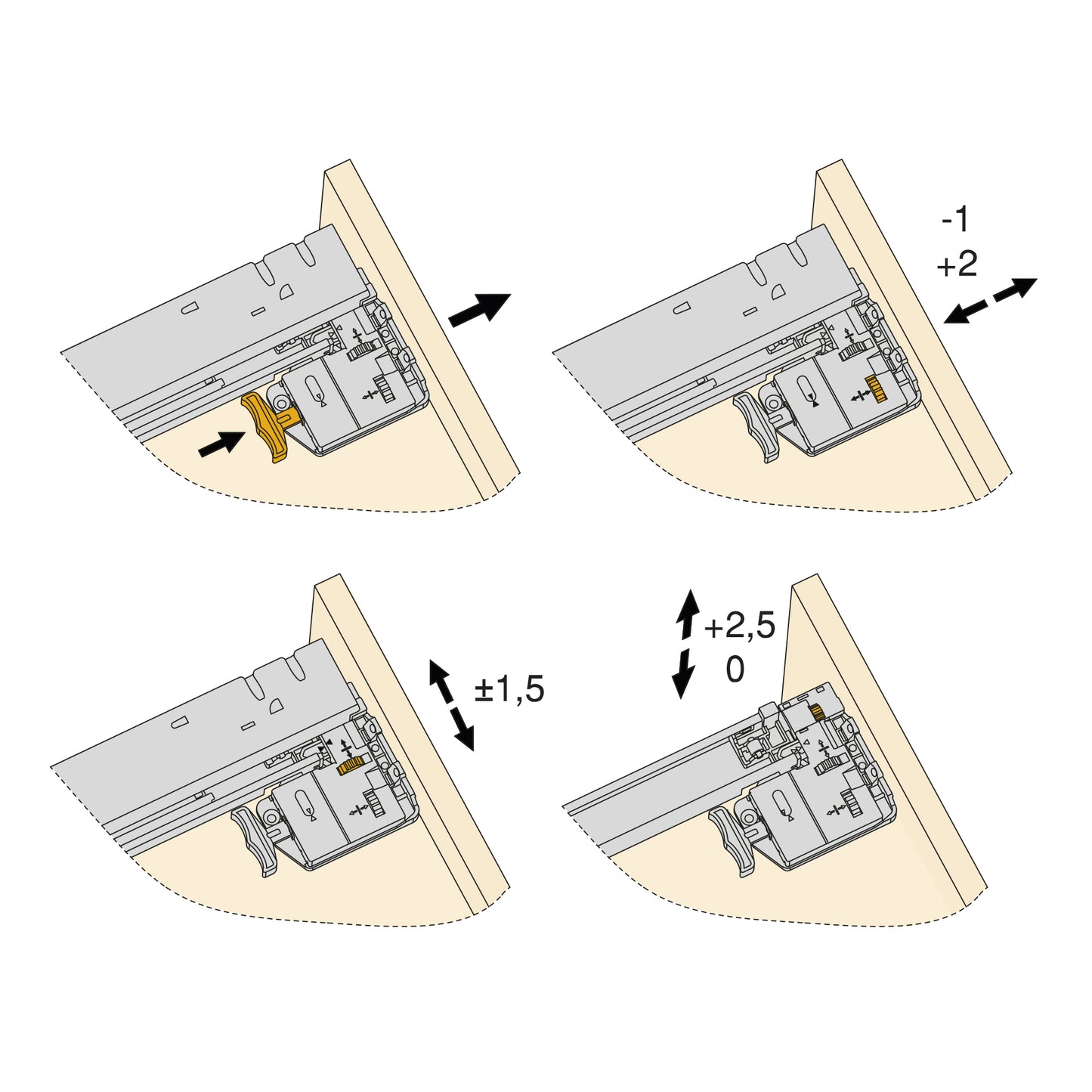 Emuca Set di guide per cassetti a scomparsa Silver, estrazione totale, con chiusura soft e aggancio, profondità 290 mm, Acciaio, Zincato bianco