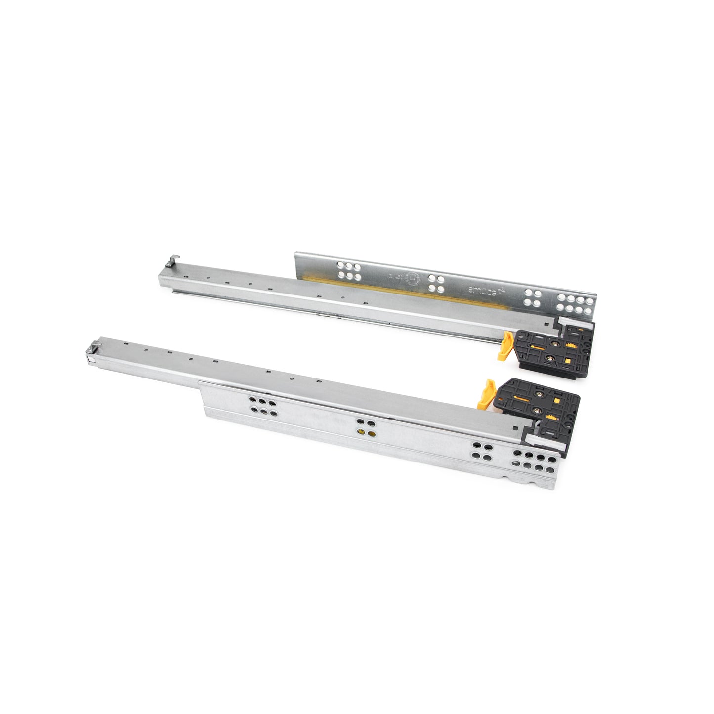 Emuca Set di guide per cassetti a scomparsa Silver, estrazione totale, con chiusura soft e aggancio, profondità 440 mm, Acciaio, Zincato bianco
